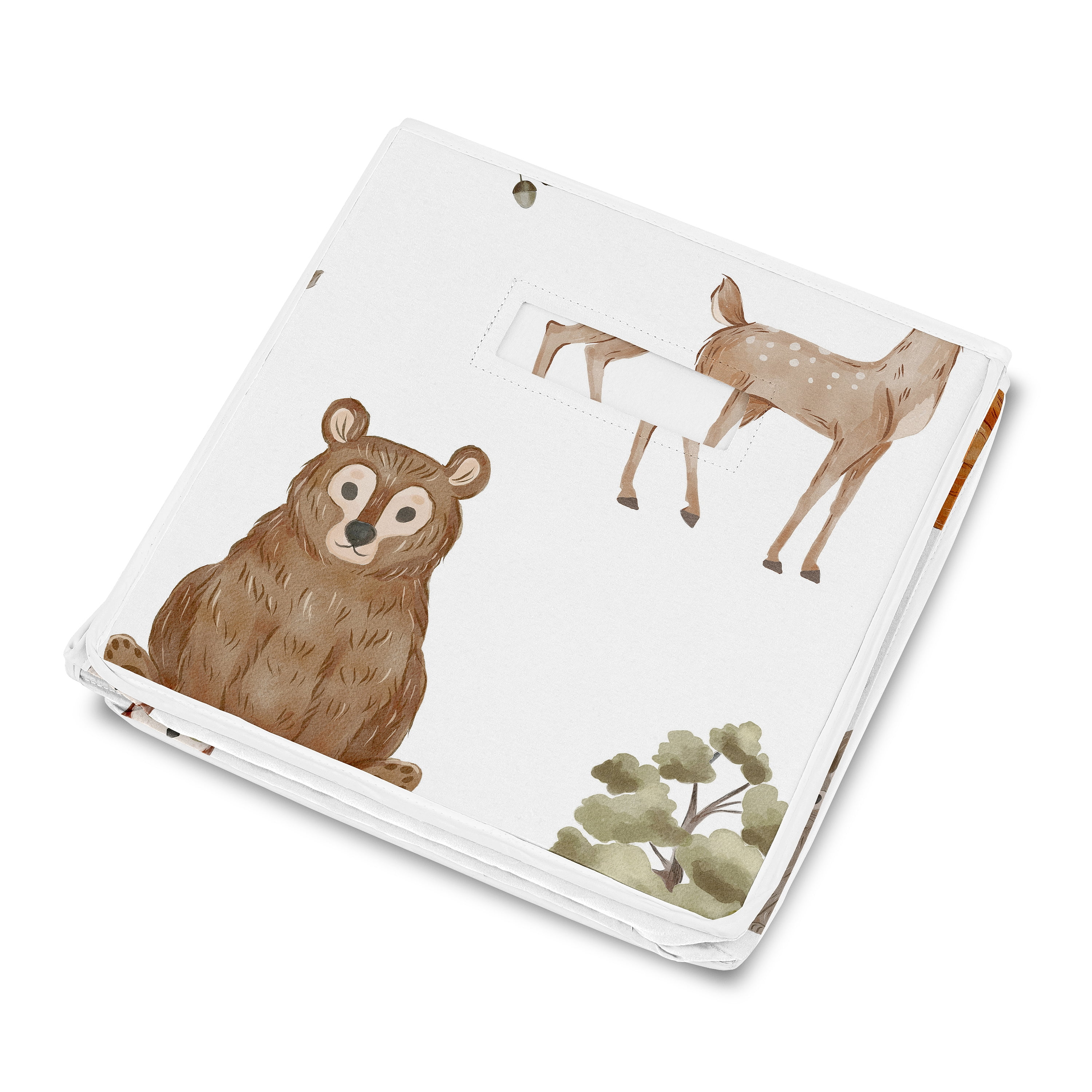 Sweet Jojo Designs Watercolor Woodland Forest Animal Fabric Toy Storage Box (Multi-Color, 21 in x 11 in x 10.5 in) i9gp3