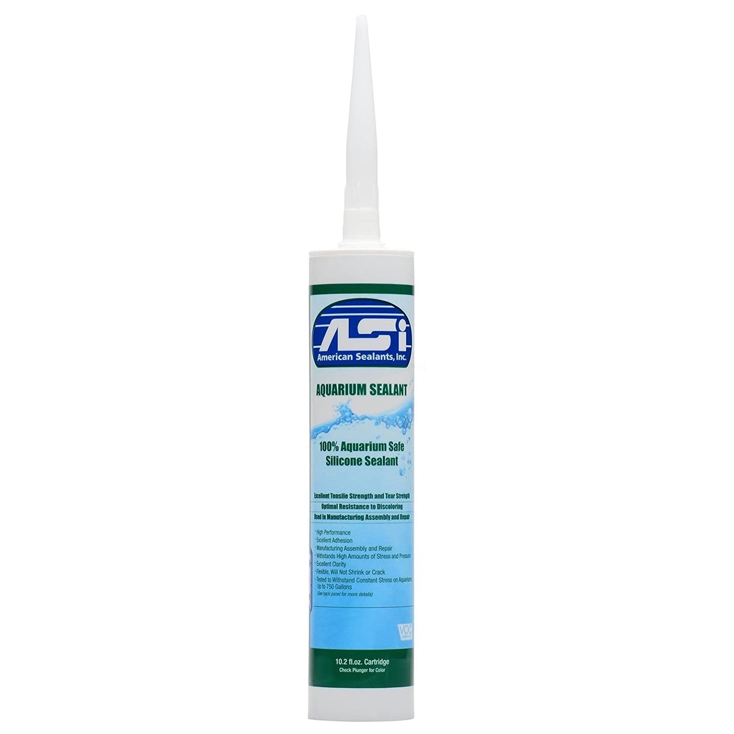 ASI Aquarium Silicone Sealant Waterproof Adhesive for Glass Tanks (Clear, 10.2 oz) mm6h3