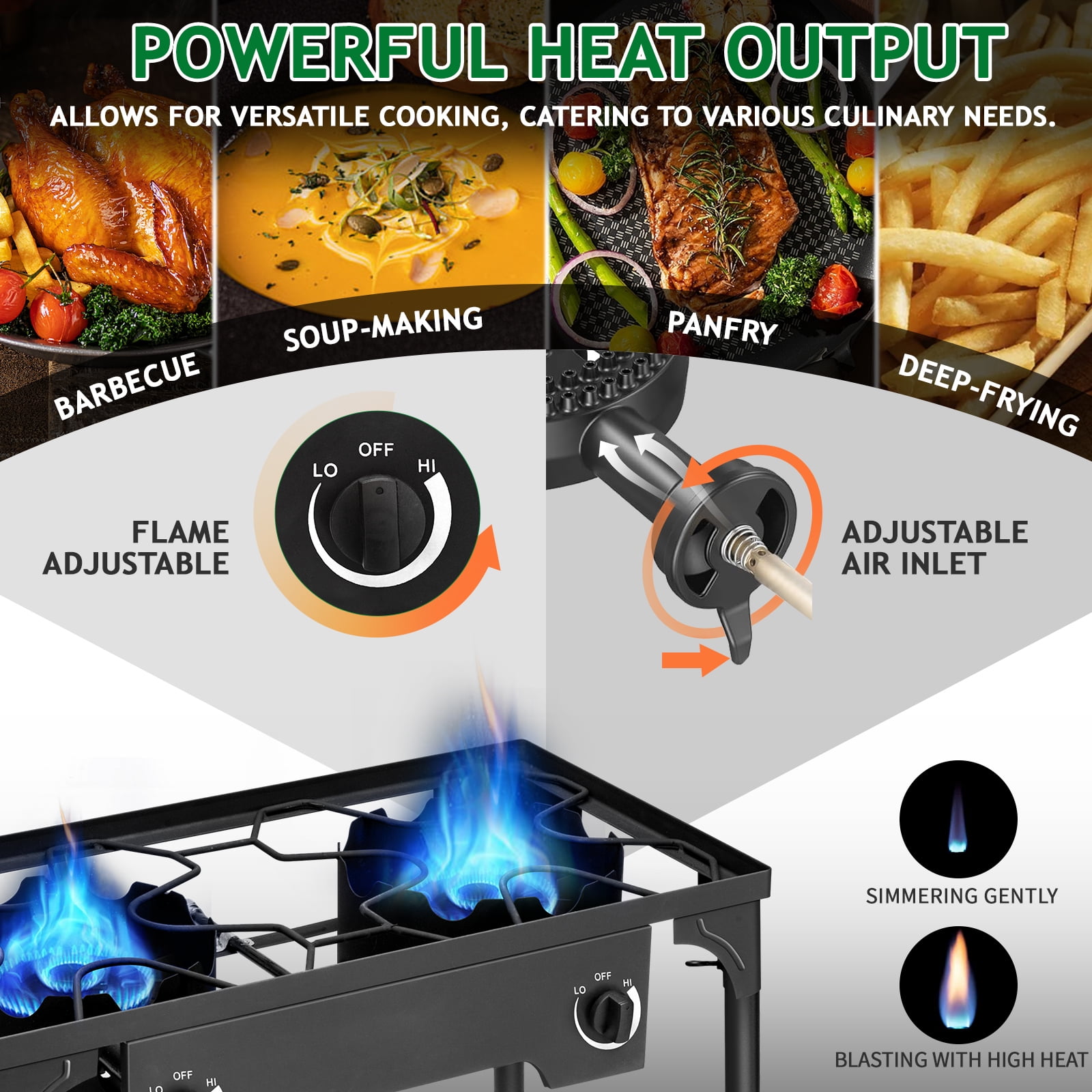 Ktaxon 2-Burner Outdoor Camping Stove Portable Propane Grill Stand (31 in x 16 in x 30 in) r66bi