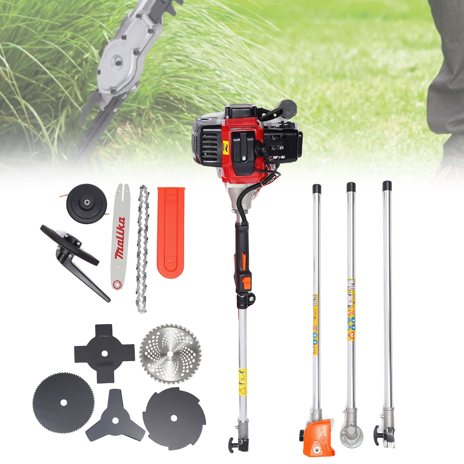 Peakora 52cc Gas Powered String Trimmer and Hedge Trimmer Multi-Tool System (Clear, 0.9qt) pu07p