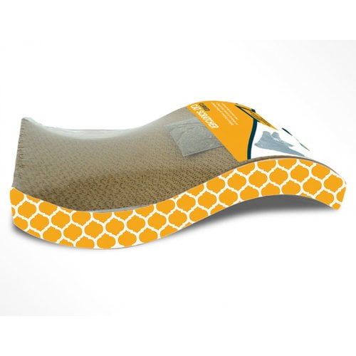 OurPets Cosmic Catnip Wave Cardboard Cat Scratching Pad (Brown, 15 in x 8.25 in x 2 in) hpnhf
