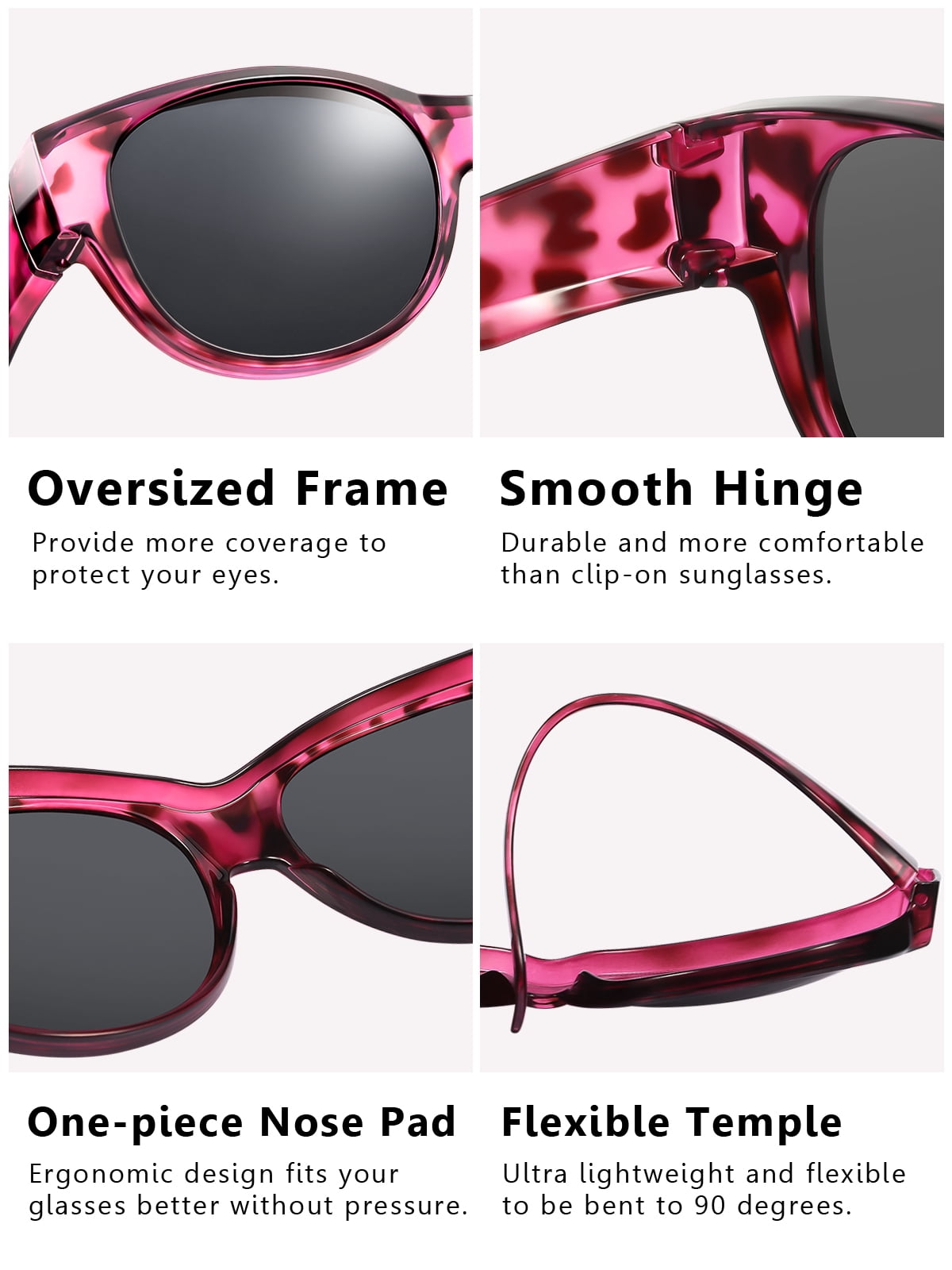 TINHAO Fit Over Sunglasses Polarized Wrap Around Cat-Eye UV400 Protection (Black, One Size) nqk31
