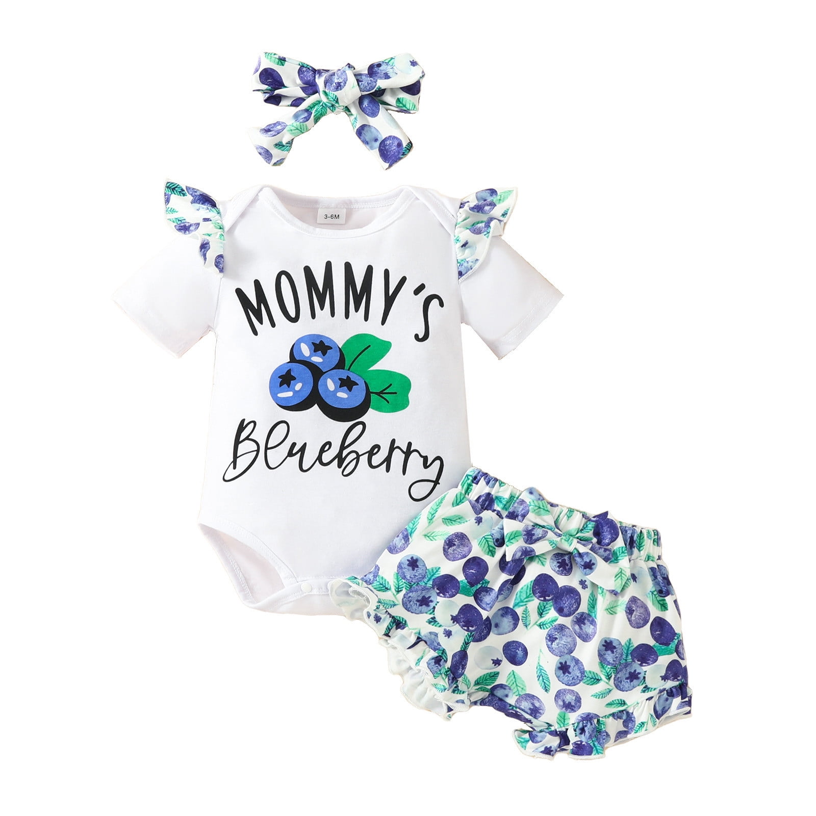 THDHVS Baby Girl Floral Bubble Romper Cotton Bodysuit Outfit Set (White, 9-12 Months) na2es