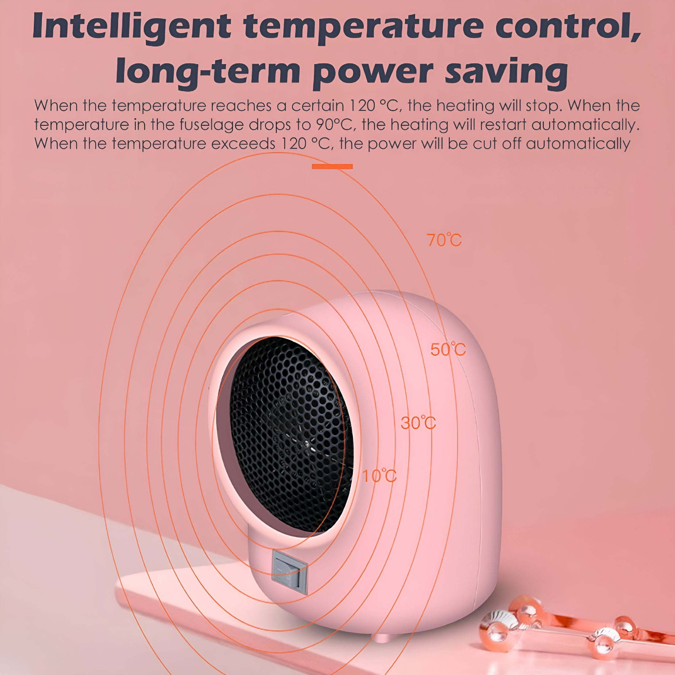 Hibibud Portable Rechargeable Desktop Heater, Fast Heating Personal Space Warmer for Office and Home (Pink) aluq4