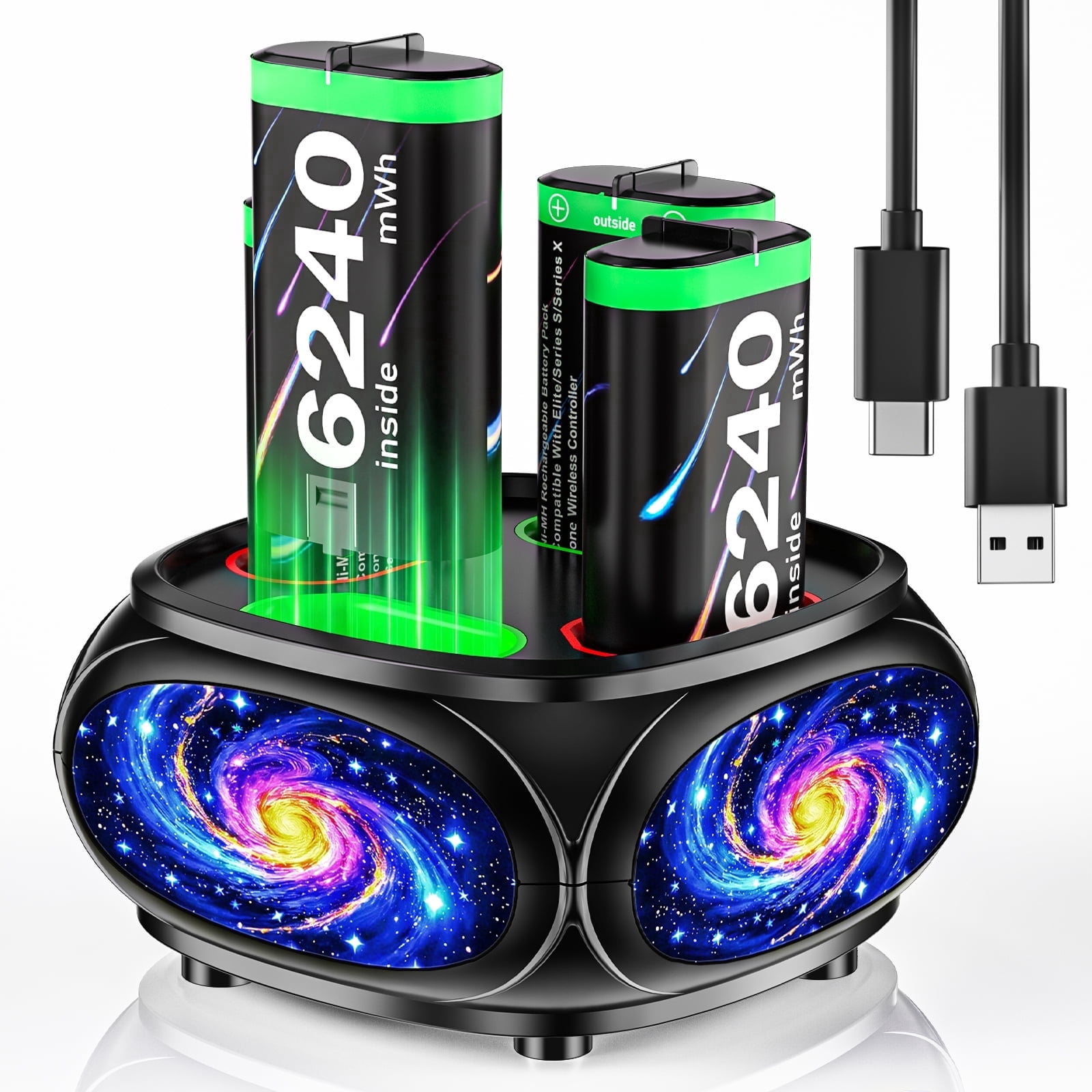 ZRZLMVP Rechargeable Battery Pack for Xbox Controller with Charging Station (4-Pack, 6240mWh) 3p7cf