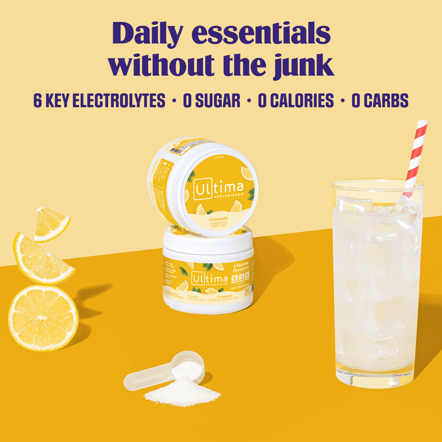 Ultima Replenisher Hydration Electrolyte Powder, Sugar-Free Lemonade (30 Servings) cjsxp