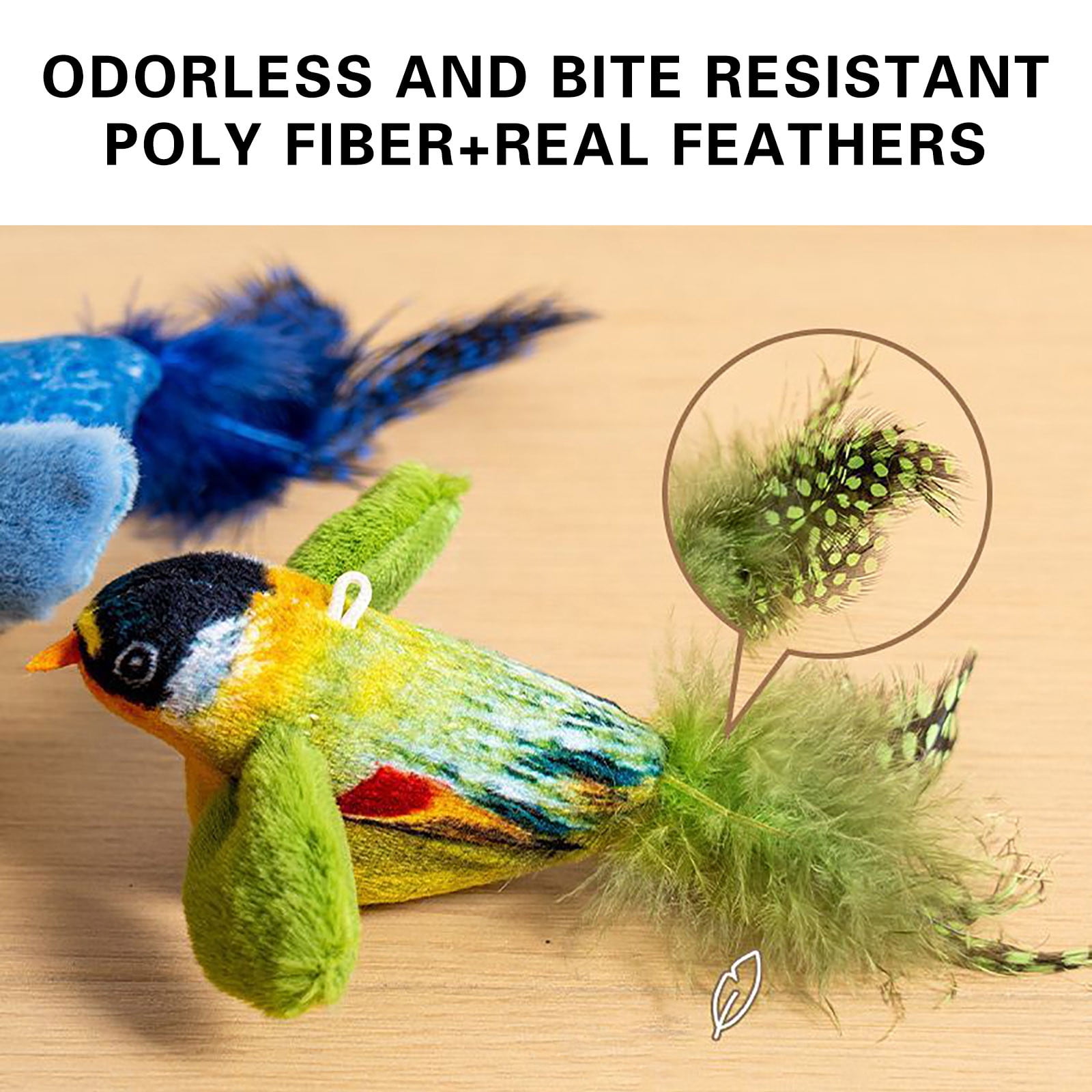 Infidev Interactive Flying Bird Cat Toy, Electric Flapping Wing Simulation Sparrow with Chirping Sound (Green, 1 Pack) 8y2wb