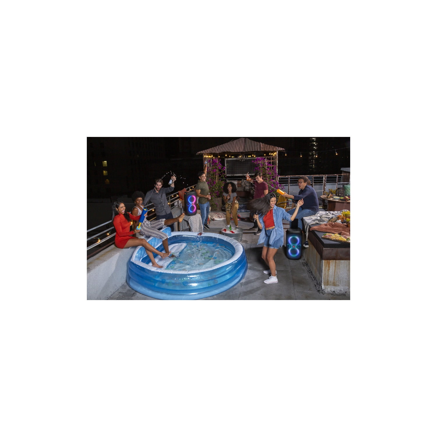JBL PartyBox 110 Portable Bluetooth Speaker with Dynamic Light Show and Deep Bass (Black) pjgzz