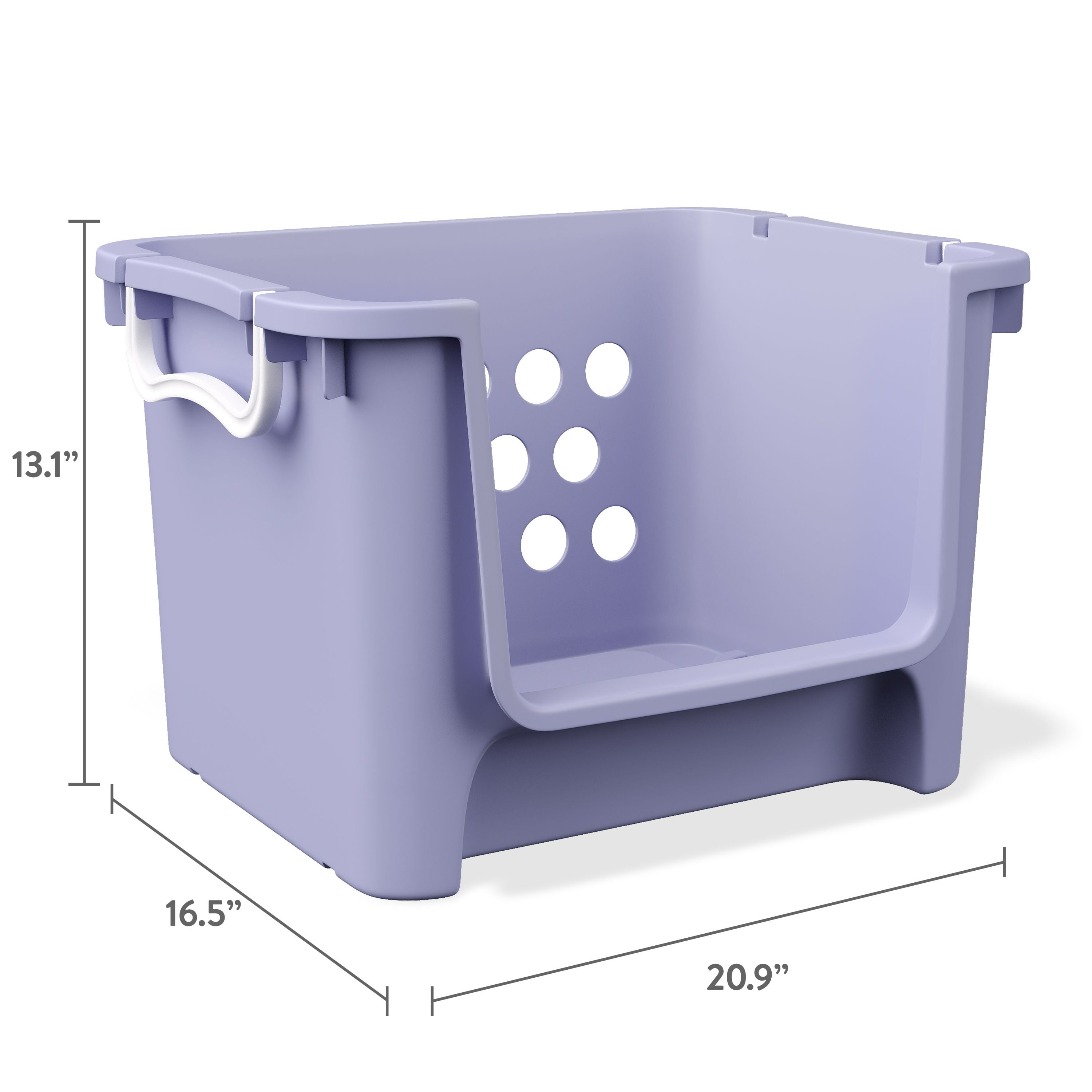 Mainstays Kids Large Stackable Toy Storage Basket with Handles (Purple, 16.5 in x 20.88 in x 13.13 in) hw79s