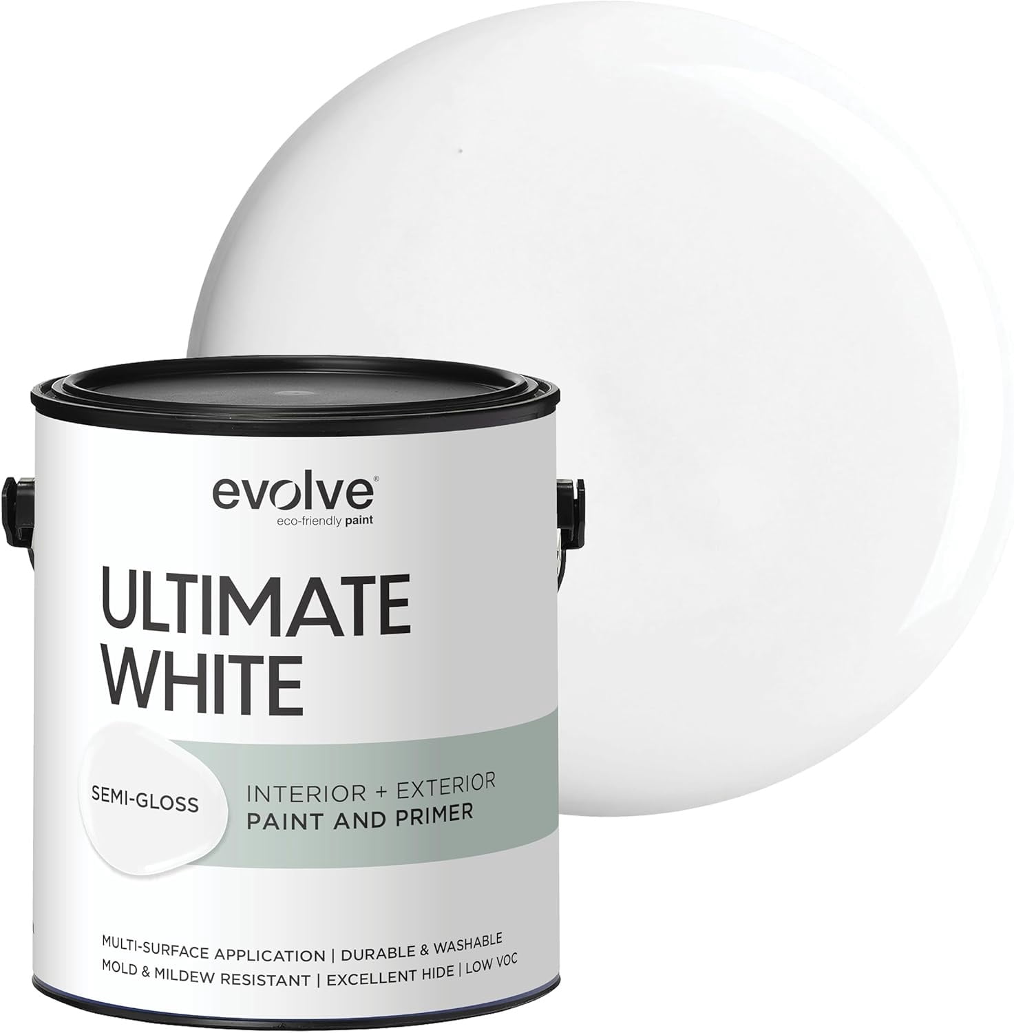 Evolve Ultimate Latex Paint & Primer, Semi-Gloss Finish, Interior & Exterior (White, 128 fl oz) h5ukr
