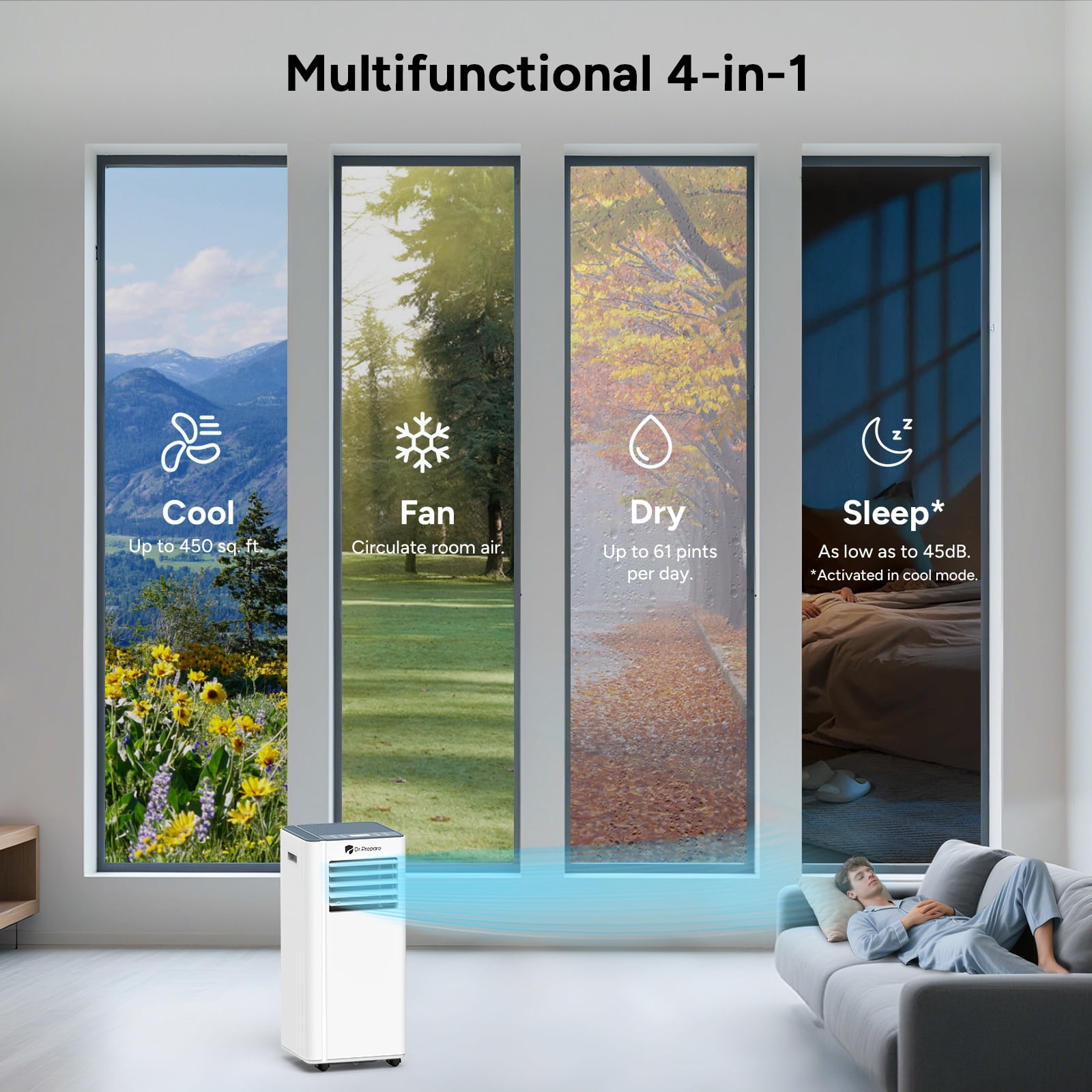 Renogy 10,000 BTU Smart WiFi Portable Air Conditioner, App & Remote Control Cooling Unit for Rooms up to 450 sq. ft. (White, 10,000 BTU) efj9i
