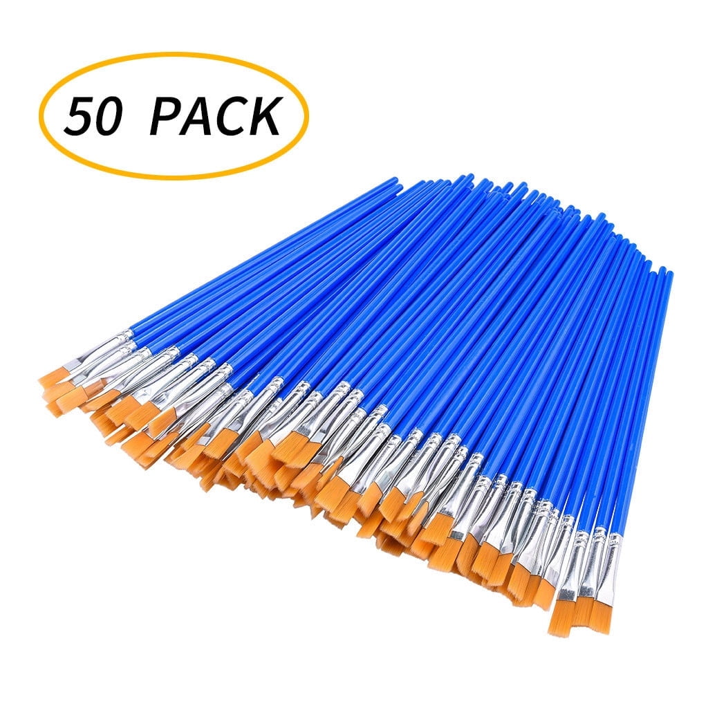 TOPRenddon Flat Paint Brushes Professional Detail Art Set (Blue, 50-Pack, 0.25 in) swz8m