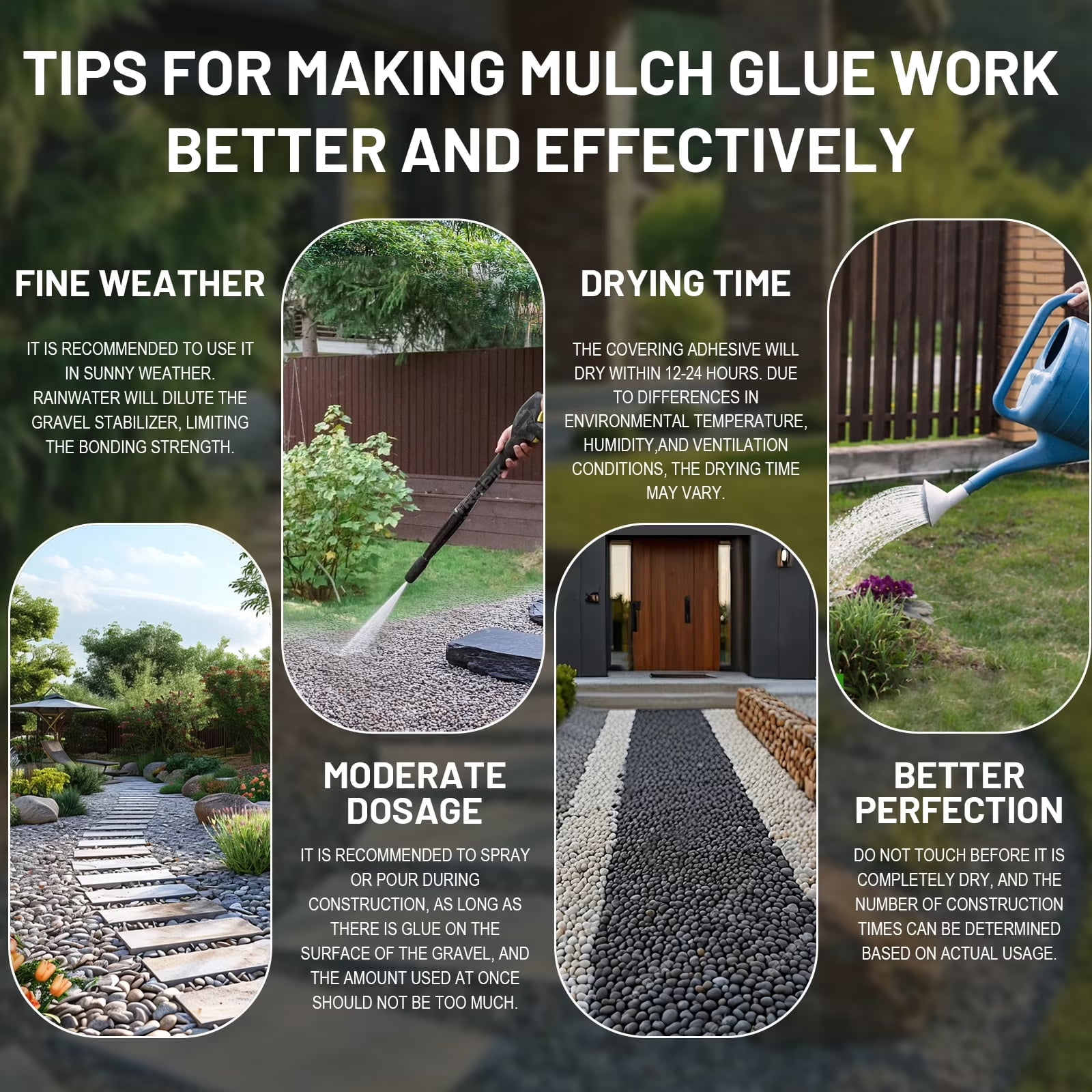Proximu Mulch Glue for Landscaping, Heavy-Duty Gravel and Rock Binder, Fast-Dry Non-Toxic Adhesive (White, 48 oz) cbq1j