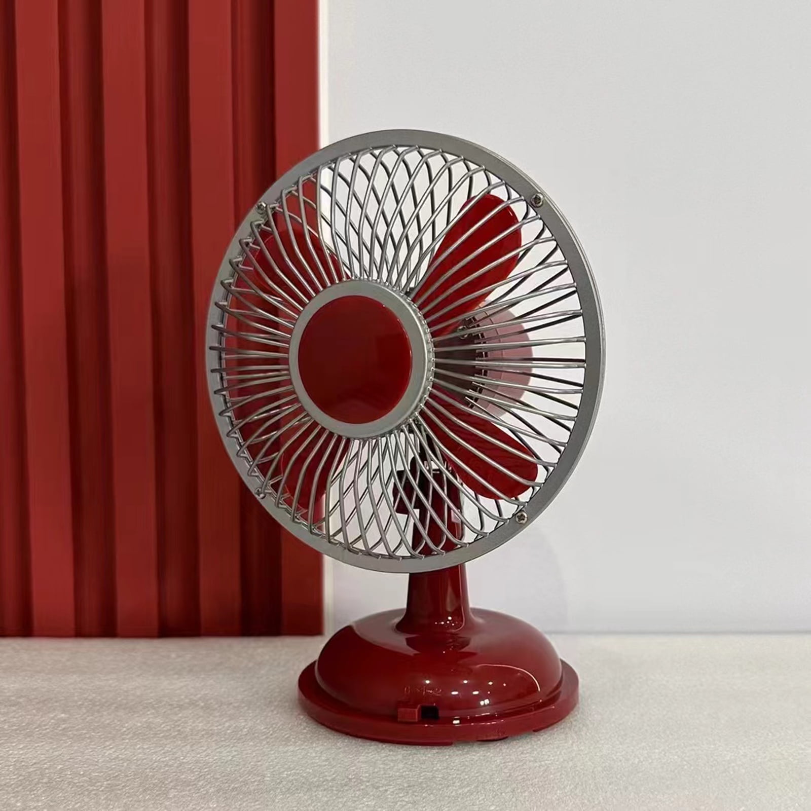 Ysmooiuy Retro Oscillating Desk Fan, 2-Speed Portable Table Fan for Office and Dorm (Red, 5.7 in) mcguy