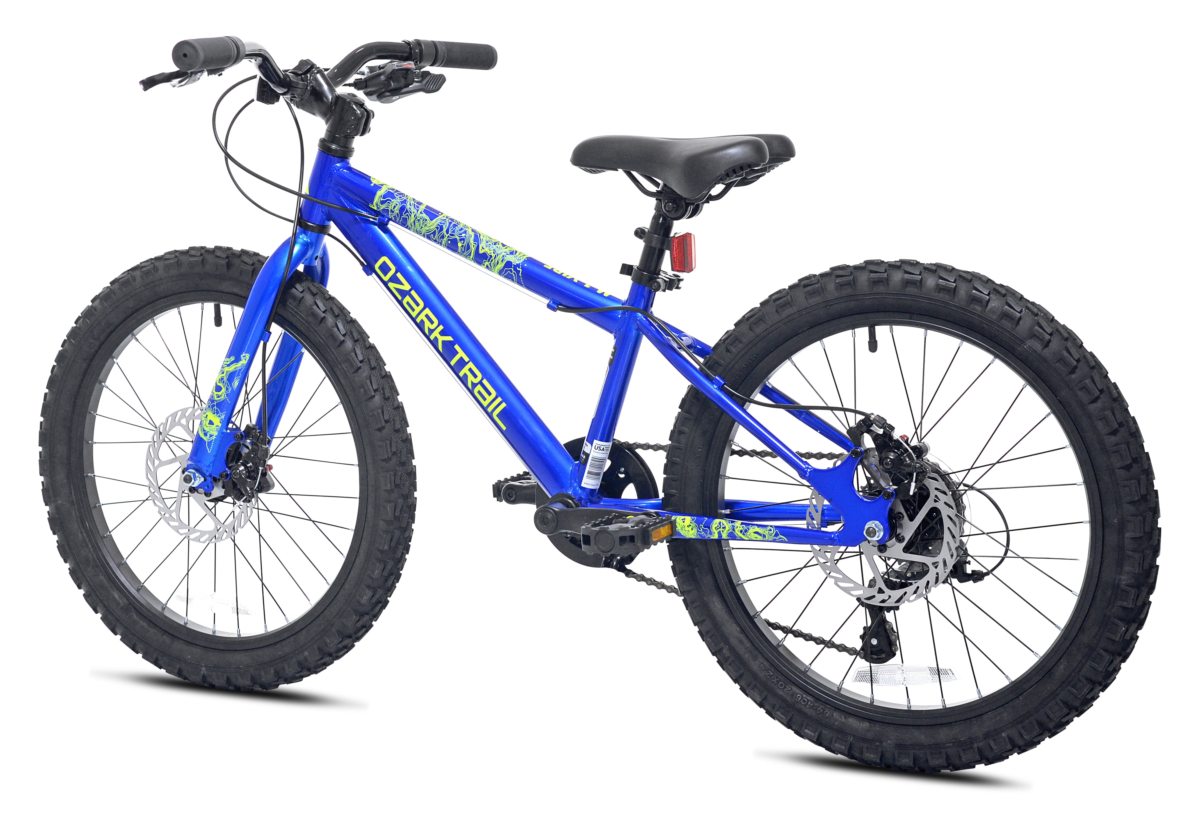 Ozark Trail Mountain Bicycle, 7-Speed Drivetrain, Durable Steel Frame, Kids Trail Bike (Blue, 20 in) rxjyq
