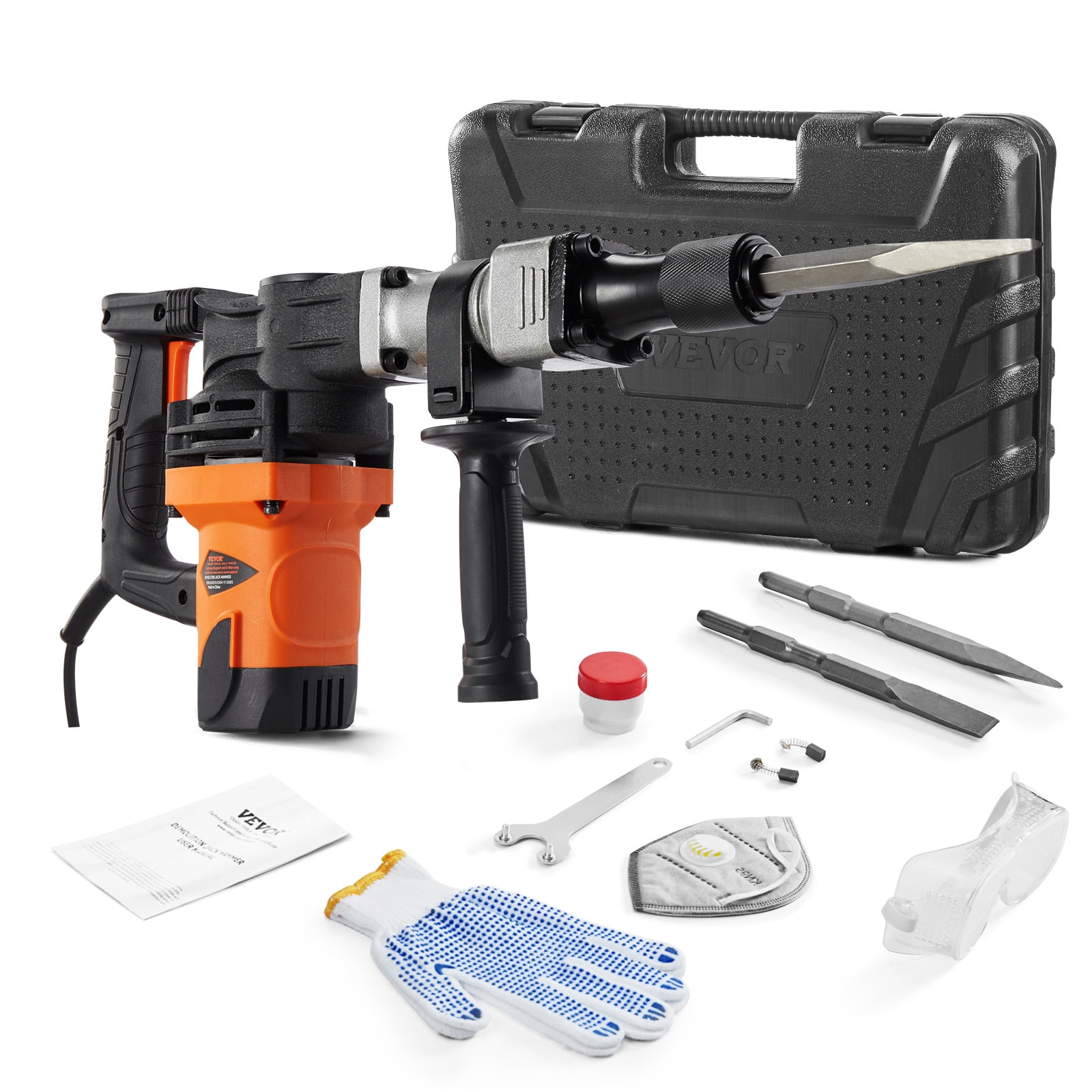 BENTISM Electric Hammer Drill, 1400W Industrial Demolition Tool for Concrete Breaking (Orange, 110V) 1wfzx