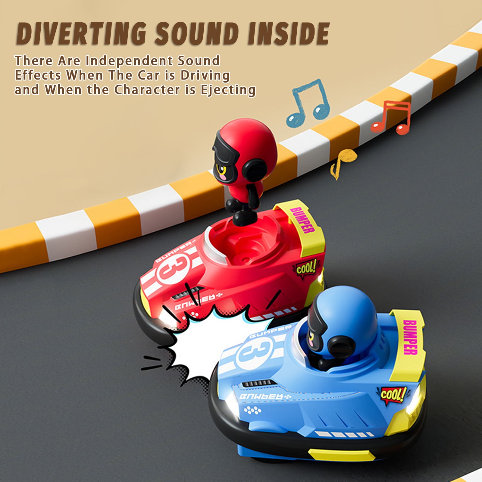Losbenco RC Ejecting Bumper Cars, 2-Player Remote Control Battle Set (Red and Blue, 2-Pack) 2tv1p