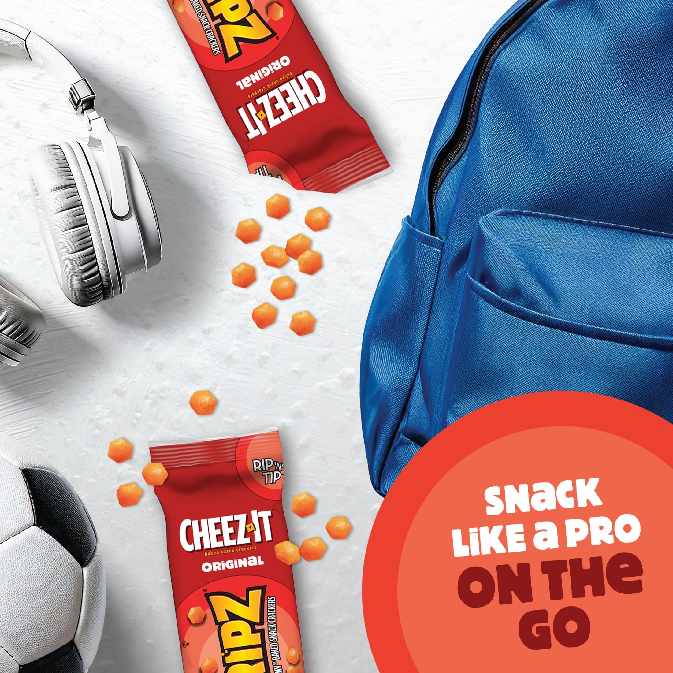 Cheez-It Gripz Original Baked Snack Crackers, Mini Crackers (10 Count, 9 oz) oknv1