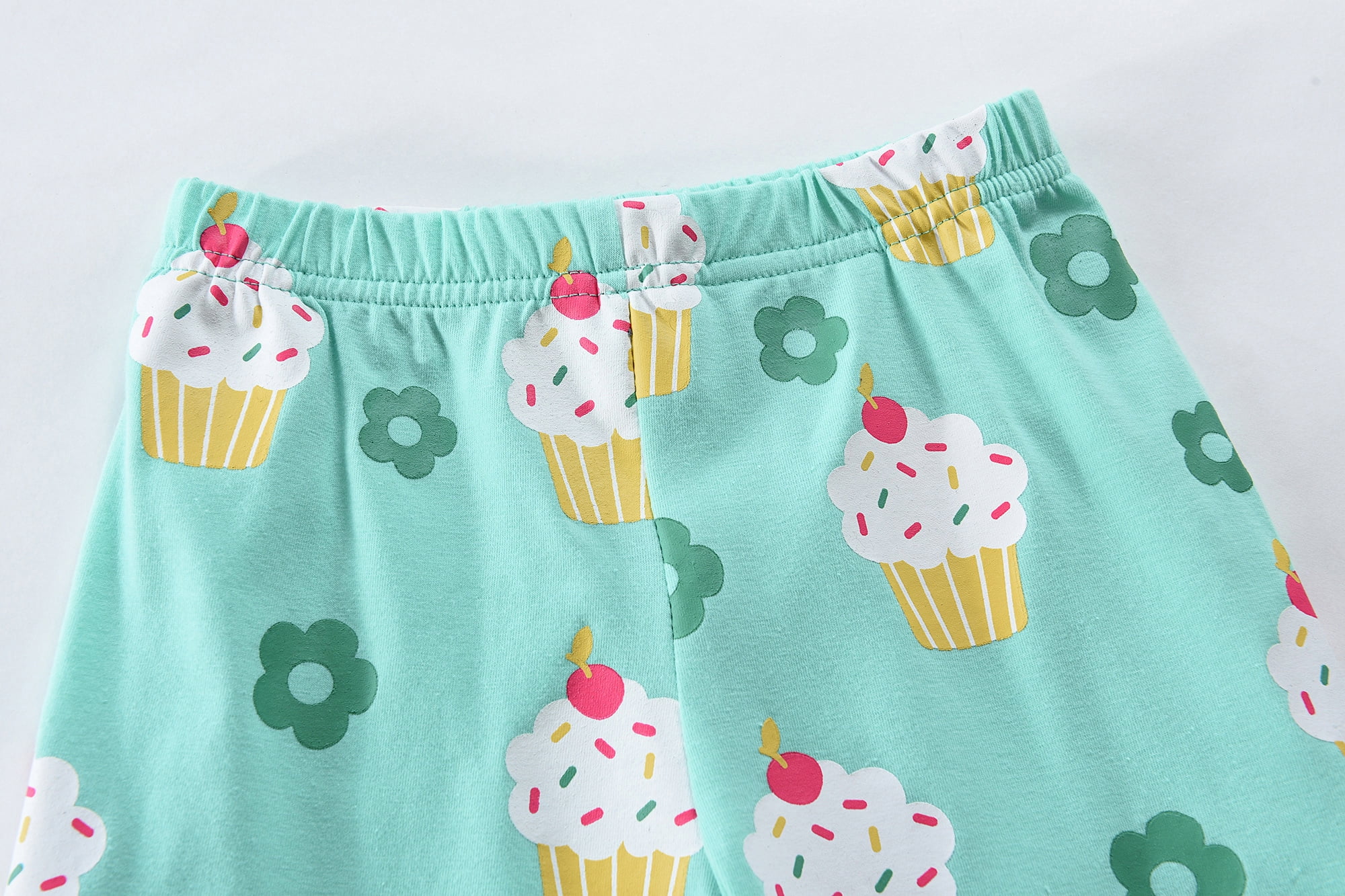 POPTEM Toddler Girls Pajamas Cupcake Print Cotton Short Sleeve Sleepwear Set (Mint Green, 2T) olgkl