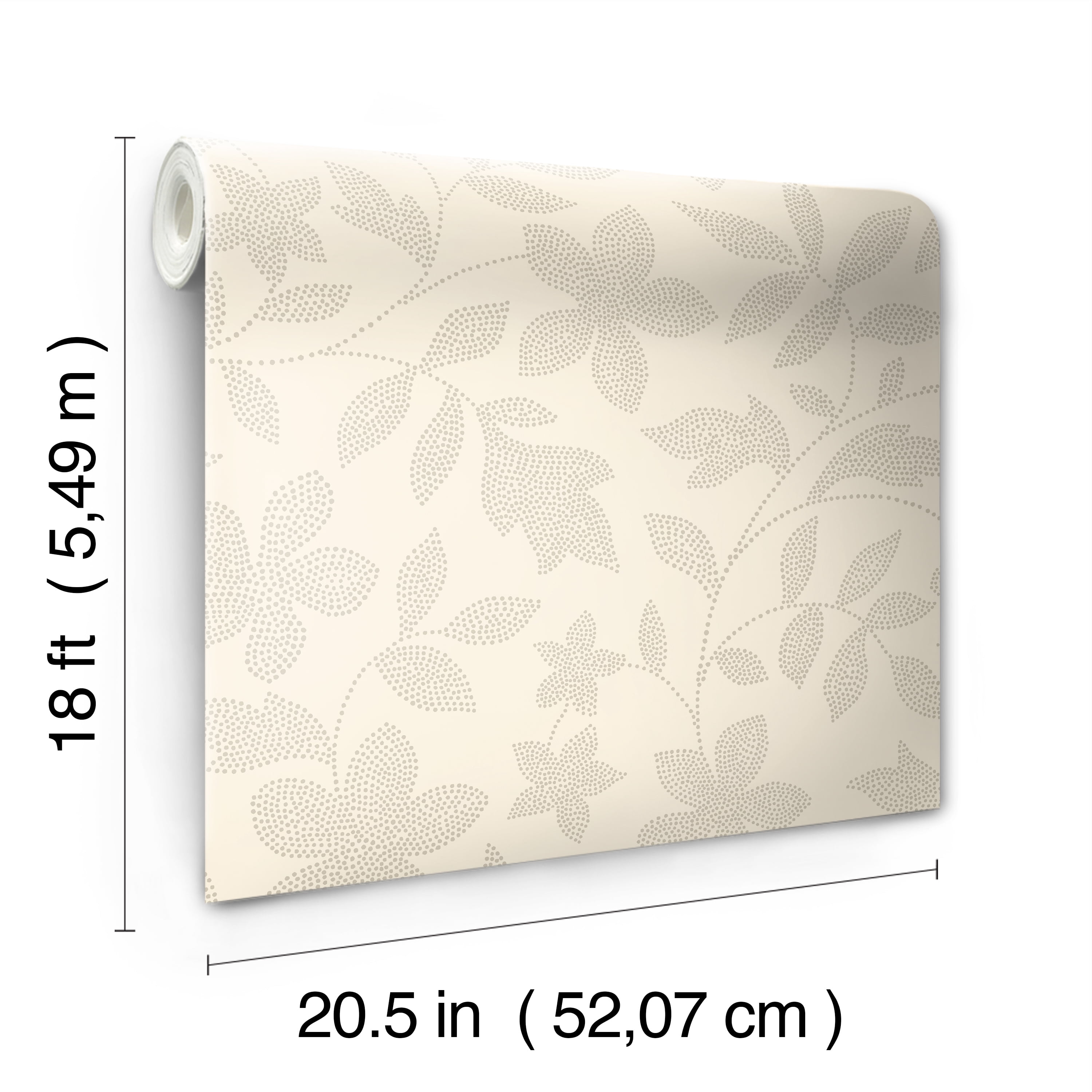 Mainstays Botanical Peel and Stick Wallpaper, Self-Adhesive Removable Wall Decor (Beige Dot, 30.75 sq ft) ff0al
