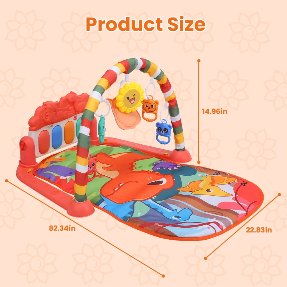 JoyStone Baby Gym Play Mat, Tummy Time Activity Center with Musical Piano and Hanging Toys (Red, 1 Set) bm8rt