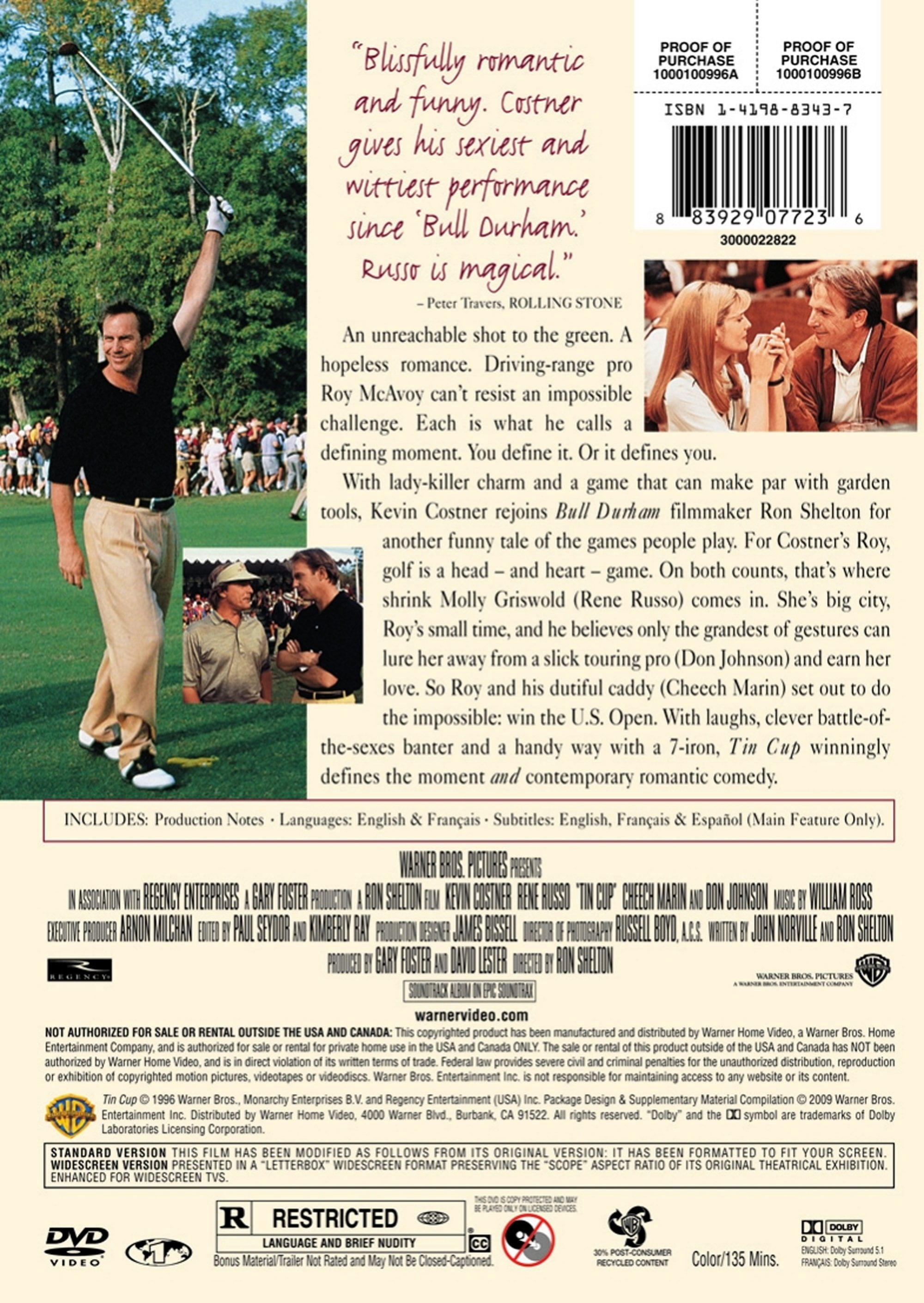 SDS Tin Cup (DVD) Starring Kevin Costner (Standard Edition) lgueu