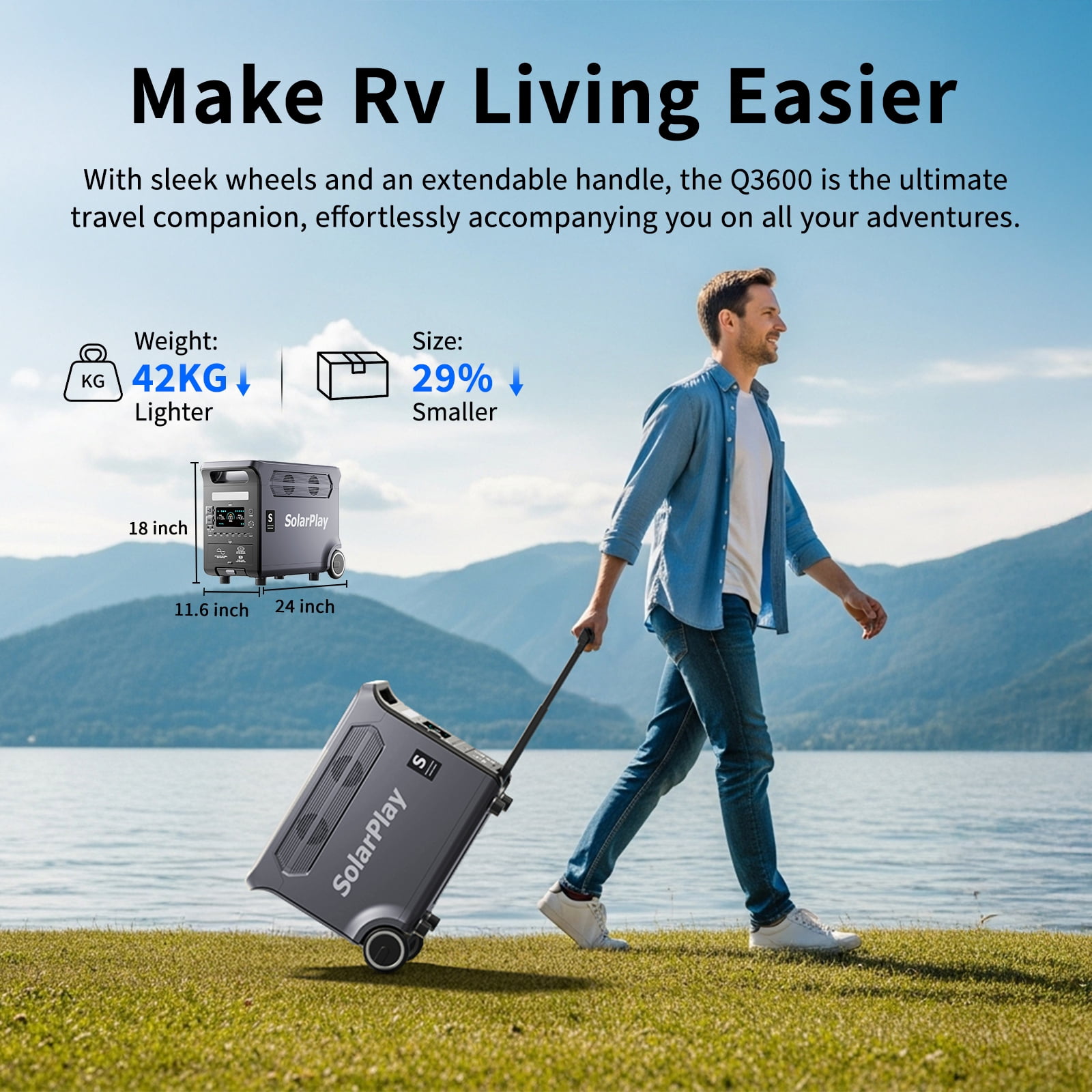 SOLARPLAY Portable Power Station 3600W LiFePO4 Battery Solar Generator (Black, 3840Wh) rcb9l