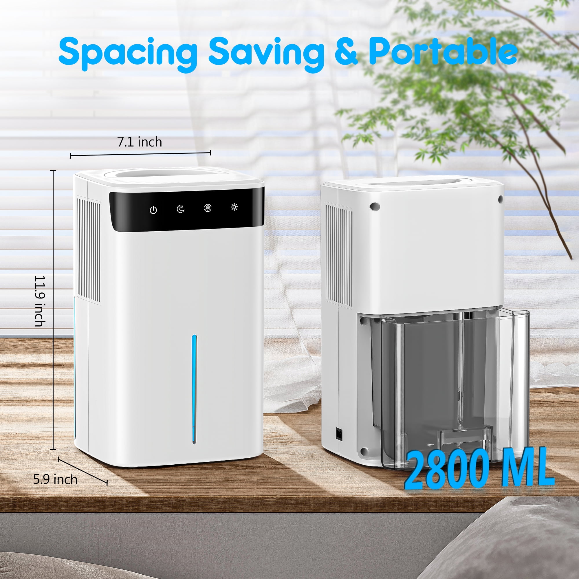 Aootek Electric Dehumidifier for Home, Ultra Quiet Portable Moisture Remover with LED Light (White, 100 fl oz) pmkxr