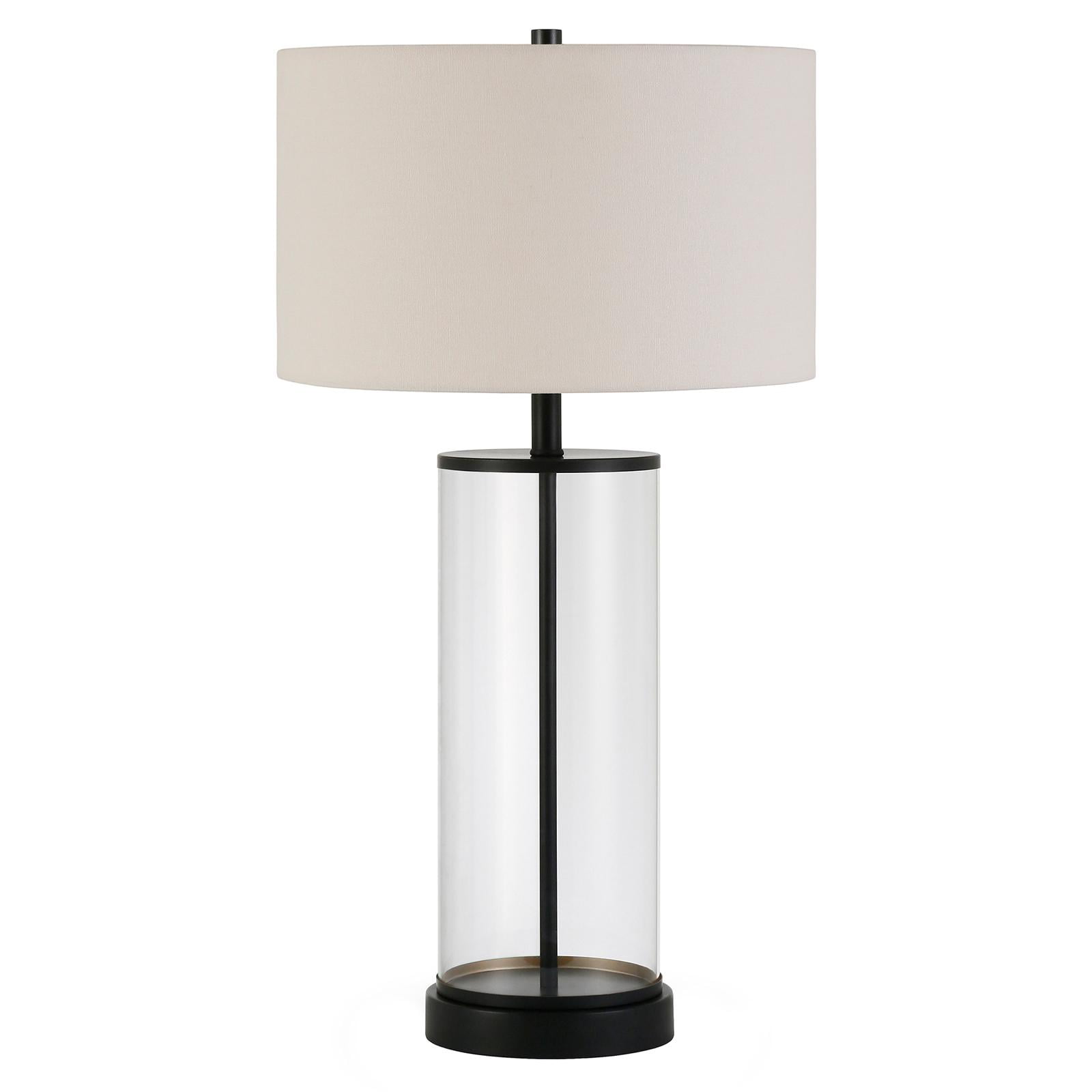 Evelyn&Zoe Traditional Metal Table Lamp with White Linen Drum Shade (27 in) ajxcy