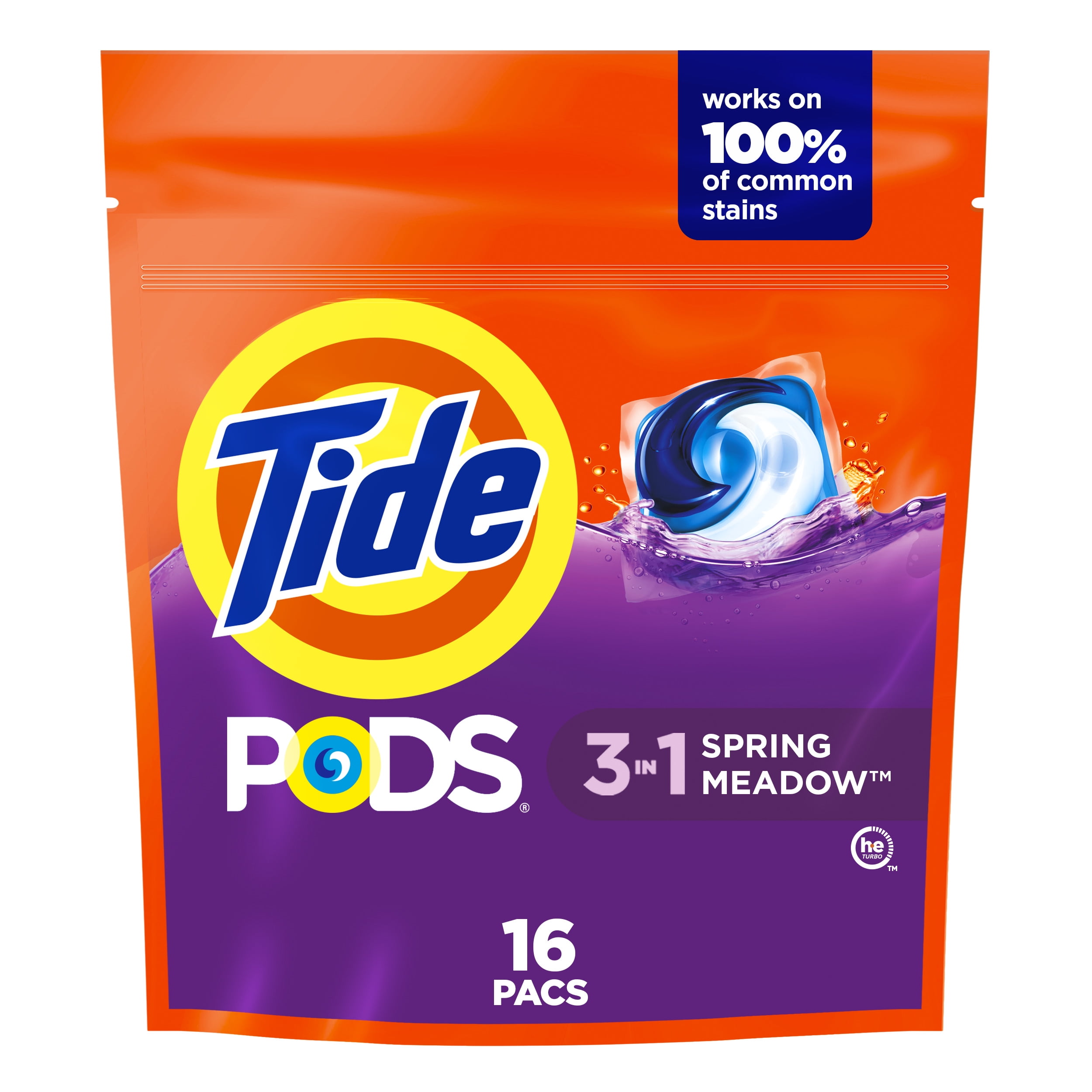 Tide PODS Laundry Detergent Pacs, Spring Meadow Scent, Deep Cleaning (16 Count) 3pttr