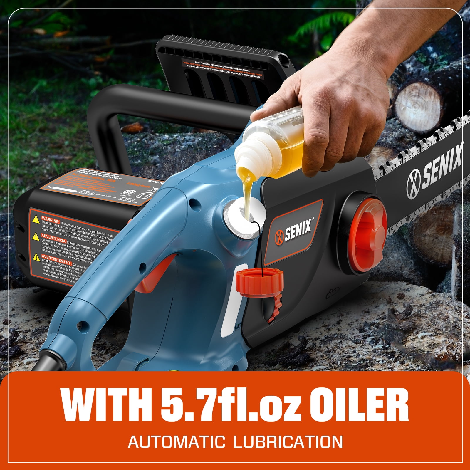 Senix 15 Amp Electric Corded Chainsaw with 18 in Oregon Bar and Chain (18 in) ocd0e