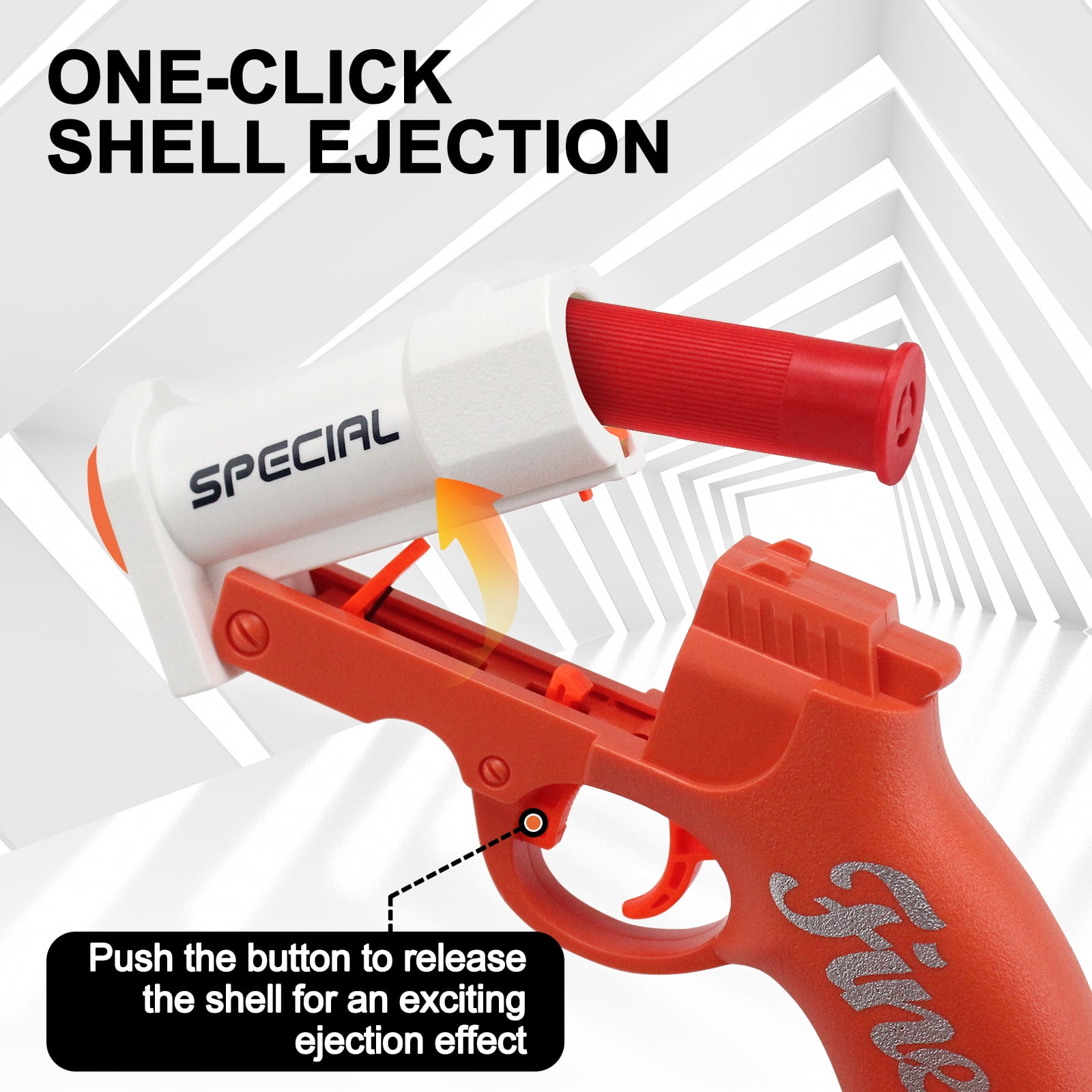BIU BLASTER Shell Ejecting Foam Dart Blaster with Realistic Action (Orange, 10-Piece Set) aq64k - Image 5
