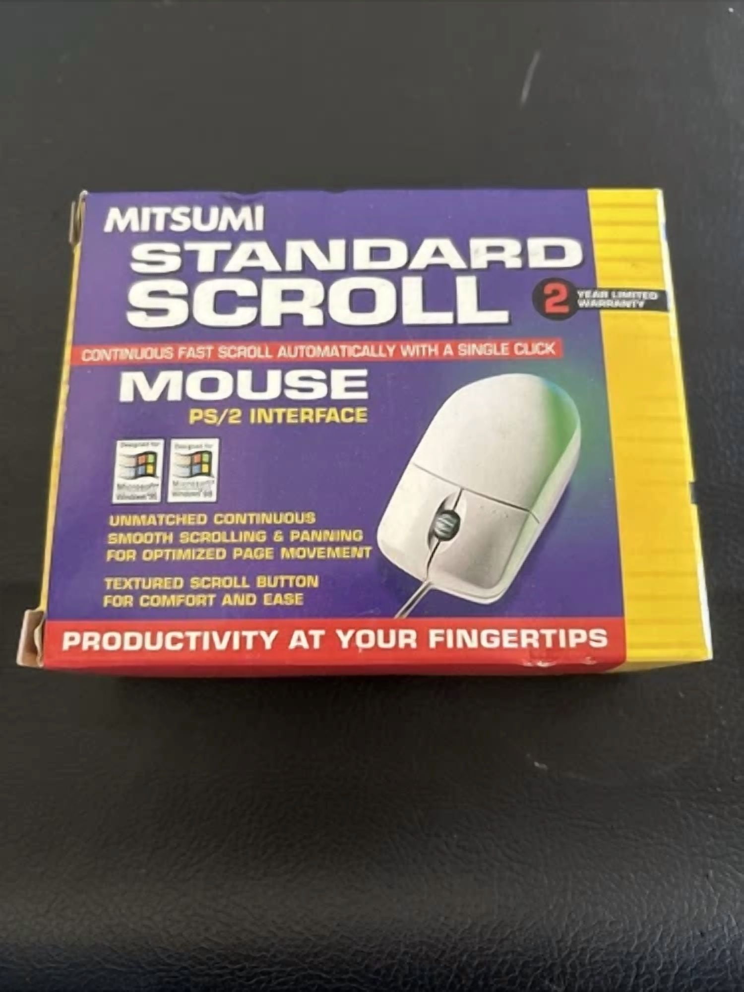 YANI Vintage Mitsumi Standard Scroll 3 Button PS/2 Mouse (Beige, 1 Pack) fwl1n