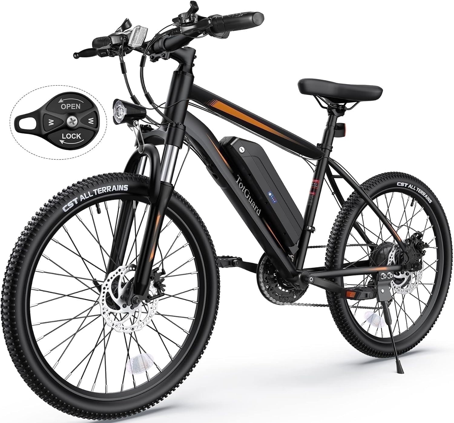 TotGuard Electric Mountain Bike for Adults, 350W Ebike with 36V 10.4Ah Removable Battery, 21-Speed Shimano Gears, Suspension Fork (Orange, 26 in) zsnwl
