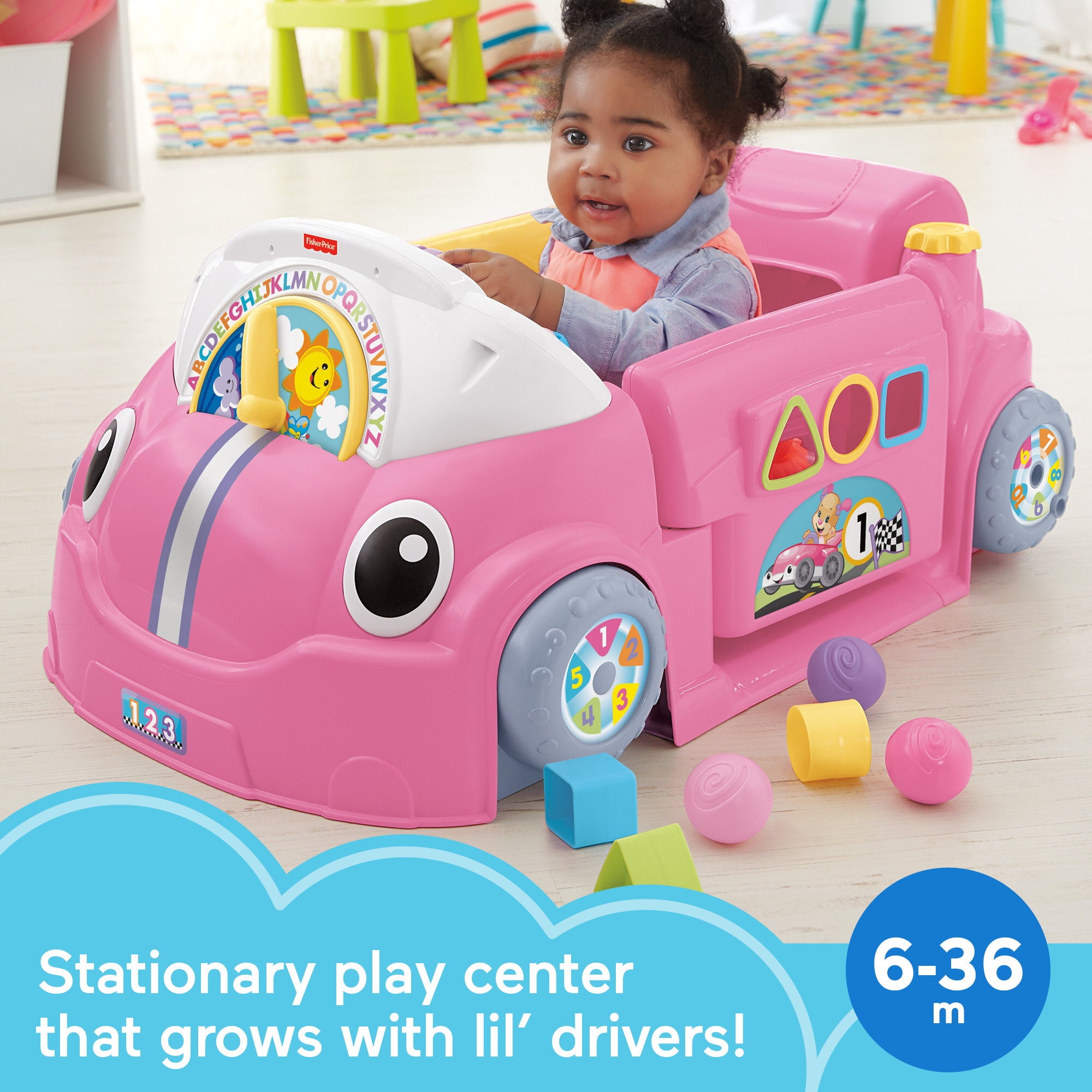 Fisher-Price Laugh & Learn Crawl Around Car, Electronic Learning Activity Center for Infants (Pink, 1 Unit) 4qu1u