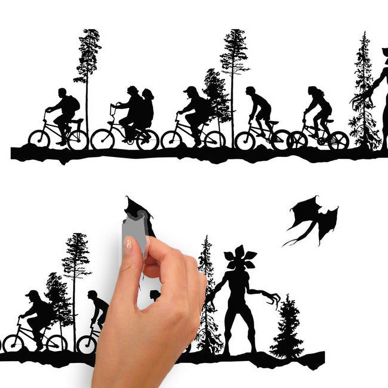 RoomMates Stranger Things Forest Scene Peel And Stick Wall Decals (Black, 7 Piece Set) ovhnz