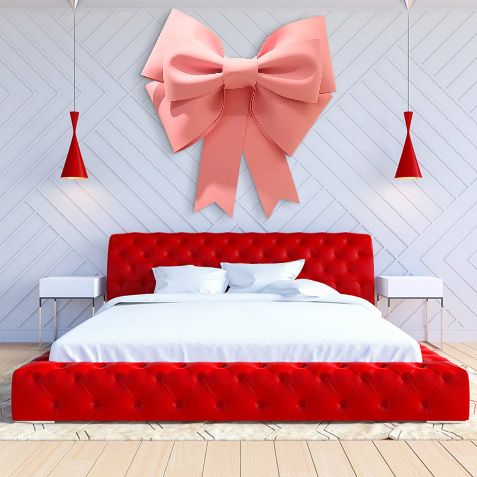 Binkne Giant Decorative Bow for Wedding Car and Holiday Decor (Red, 29.5 in) 6epaj