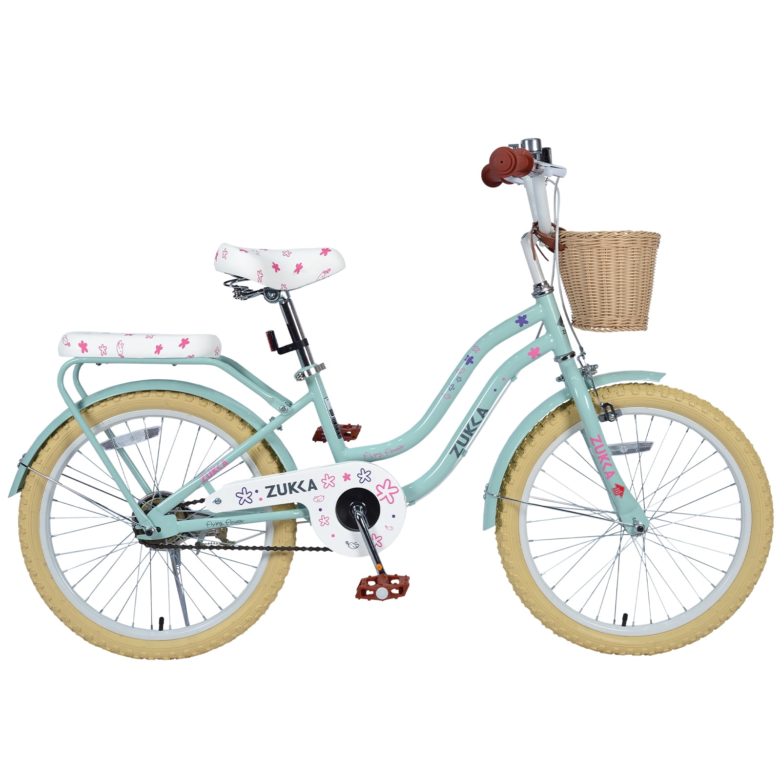 Abrihome 20-Inch City Cruiser Bike with Woven Basket (Green, 20 in) asbe7