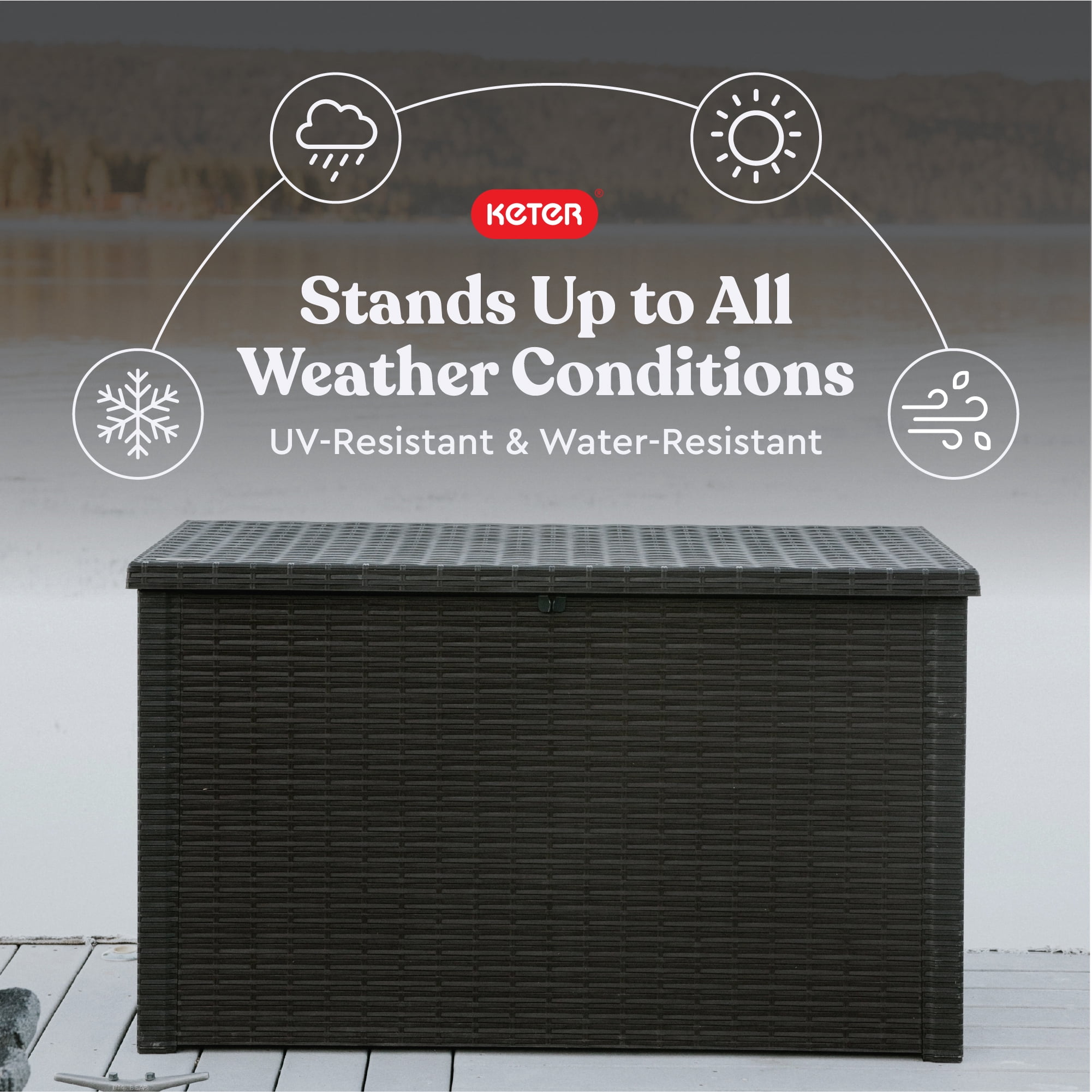 Keter Java 230 Gallon XL Weather-Resistant Resin Outdoor Deck Box (Grey, 57.5 in L x 32.67 in W x 33.85 in H) c32l6