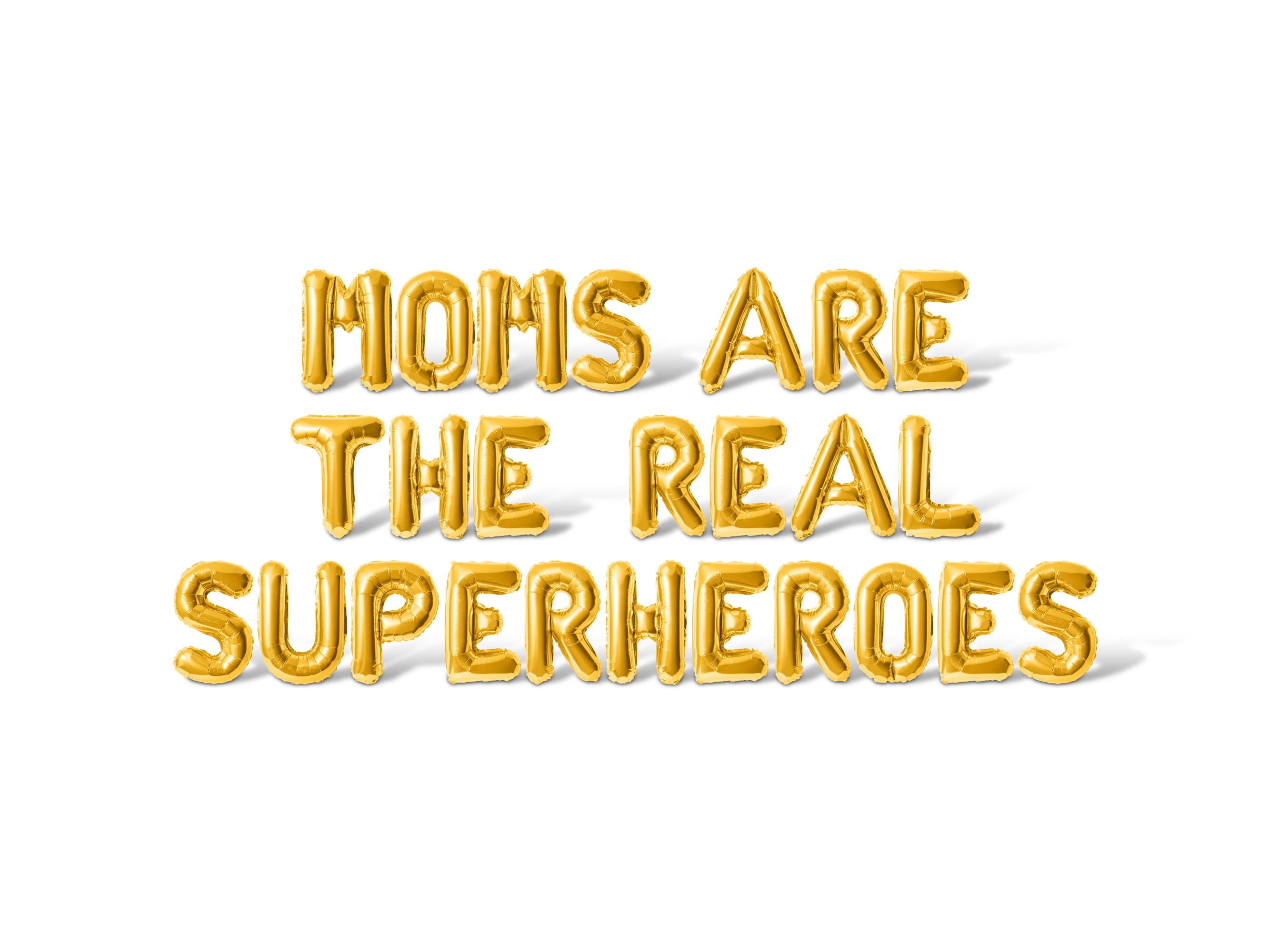 Floating Away Balloon Company MOMS ARE THE REAL SUPERHEROES Foil Mylar Letter Balloon Banner (Gold, 16 in) 2jojt