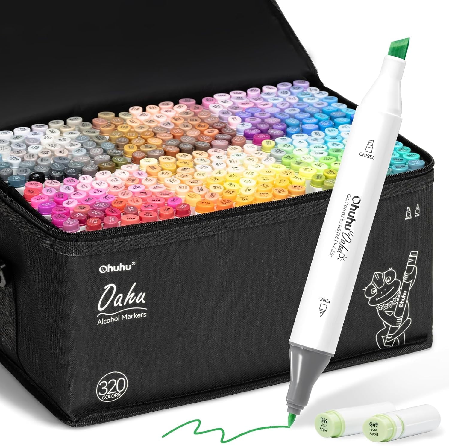 Ohuhu Alcohol Markers Dual Tip Art Set (320 Count, Assorted Colors) ky1vg