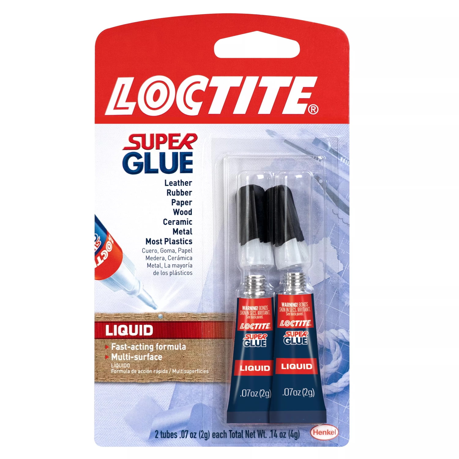 Loctite Super Glue Liquid Adhesive, Fast-Acting High-Strength Bond for Crafts and Repairs (Clear, 0.14 oz Total) wsjhu