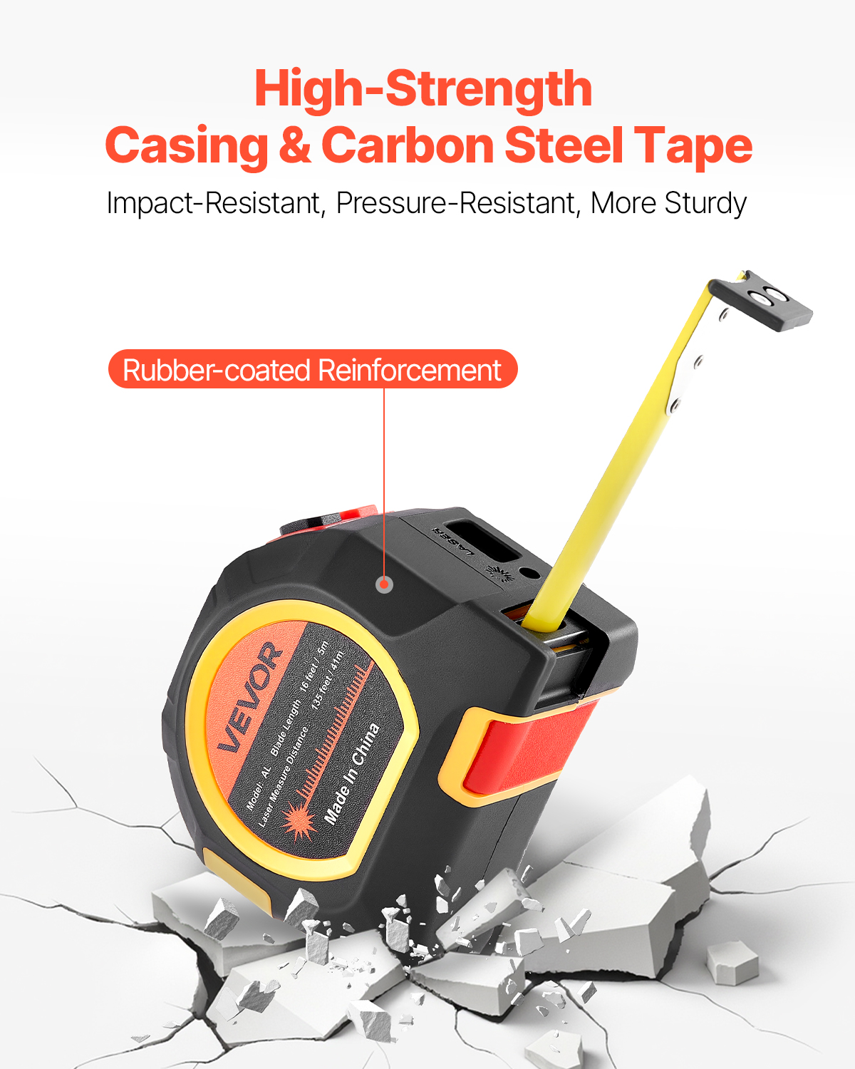 VEVOR 2-in-1 Laser Tape Measure, 135 ft Laser Distance Tool & 16 ft Magnetic Measuring Tape (Black, 135 ft) dl48z
