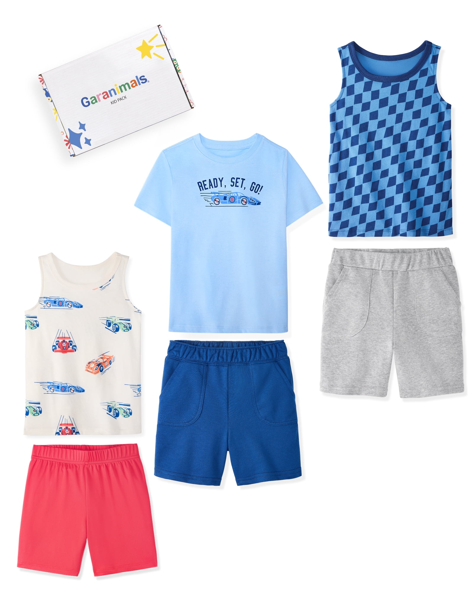 Garanimals Baby and Toddler Boy 6-Piece Mix and Match Outfit Set (Blue, 0-6T) 2shlq