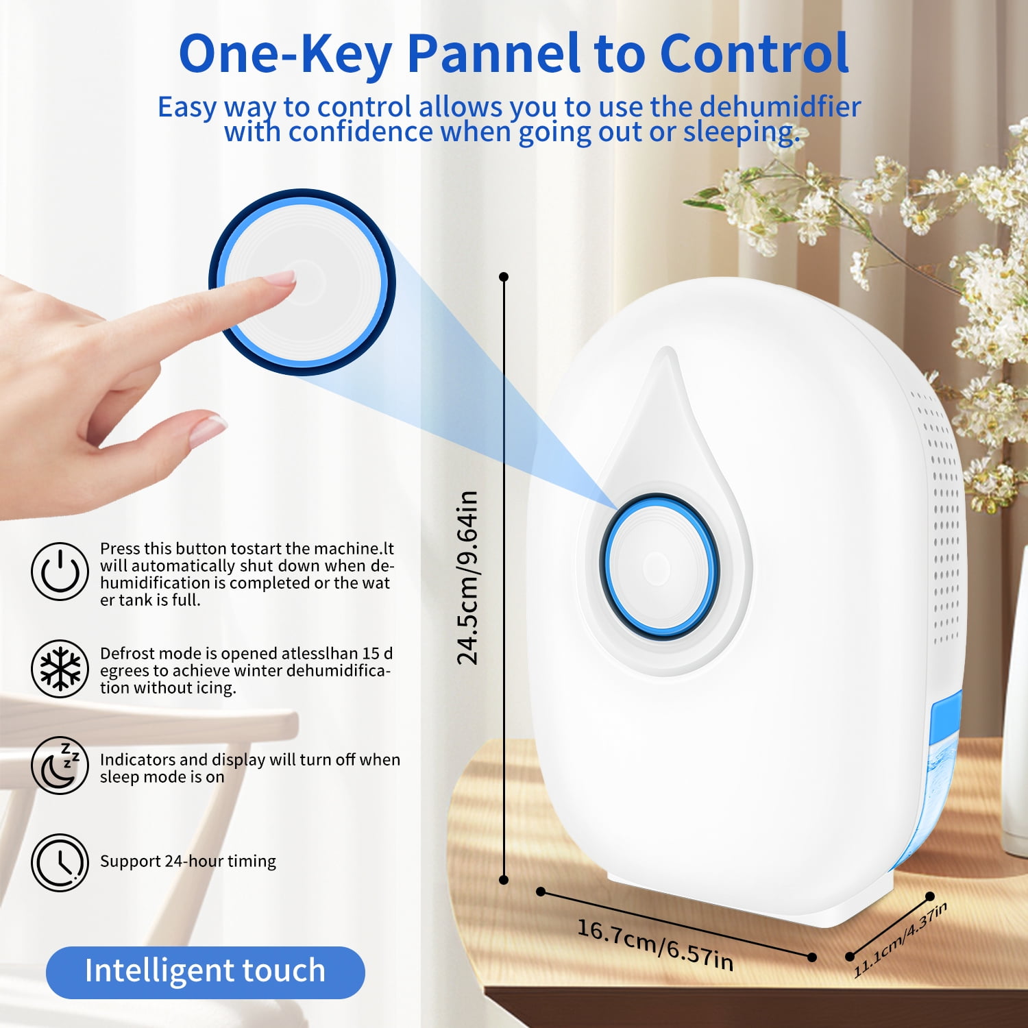 HOPEPOW Portable Dehumidifier for Home and Bedroom (White, 2 Pint) qf86d