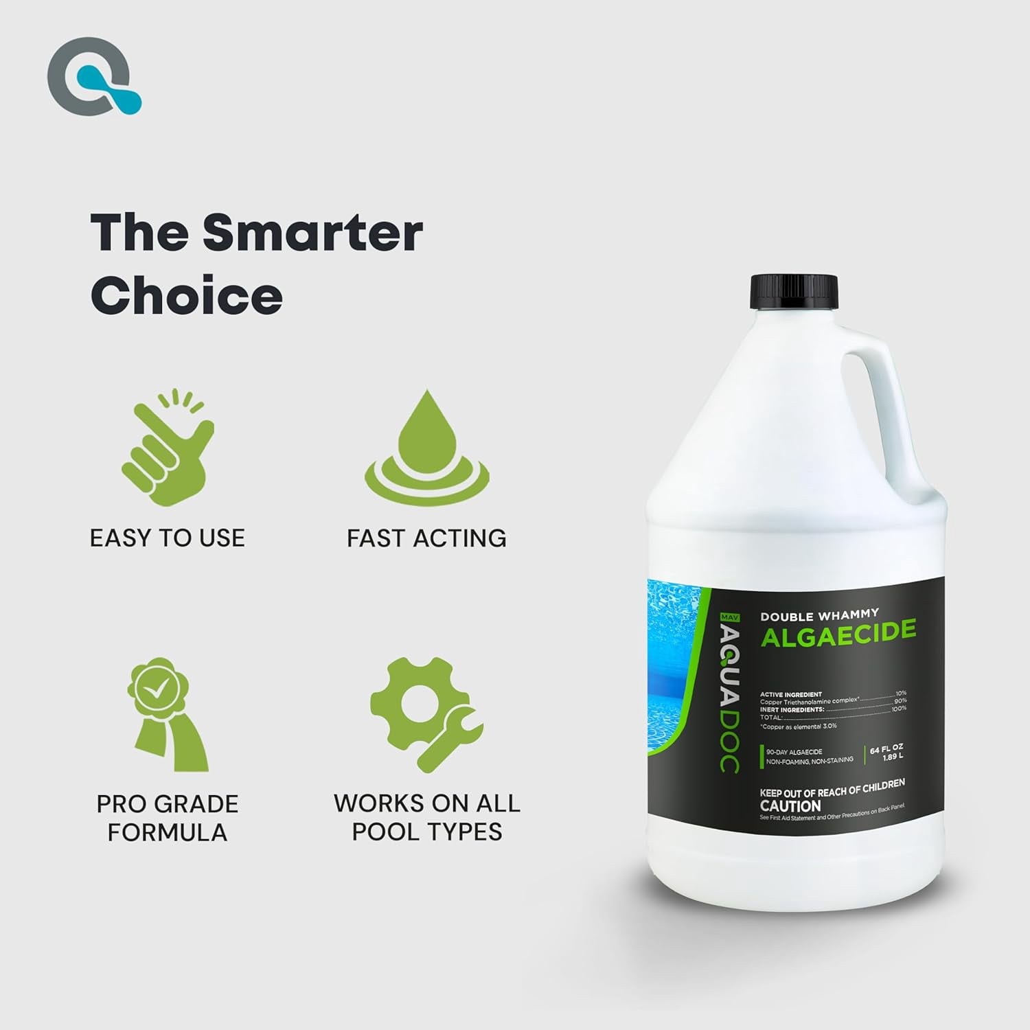 AquaDoc Copper Pool Algaecide Treatment for Inground and Above Ground Pools (Green, 64 oz) tr6k0