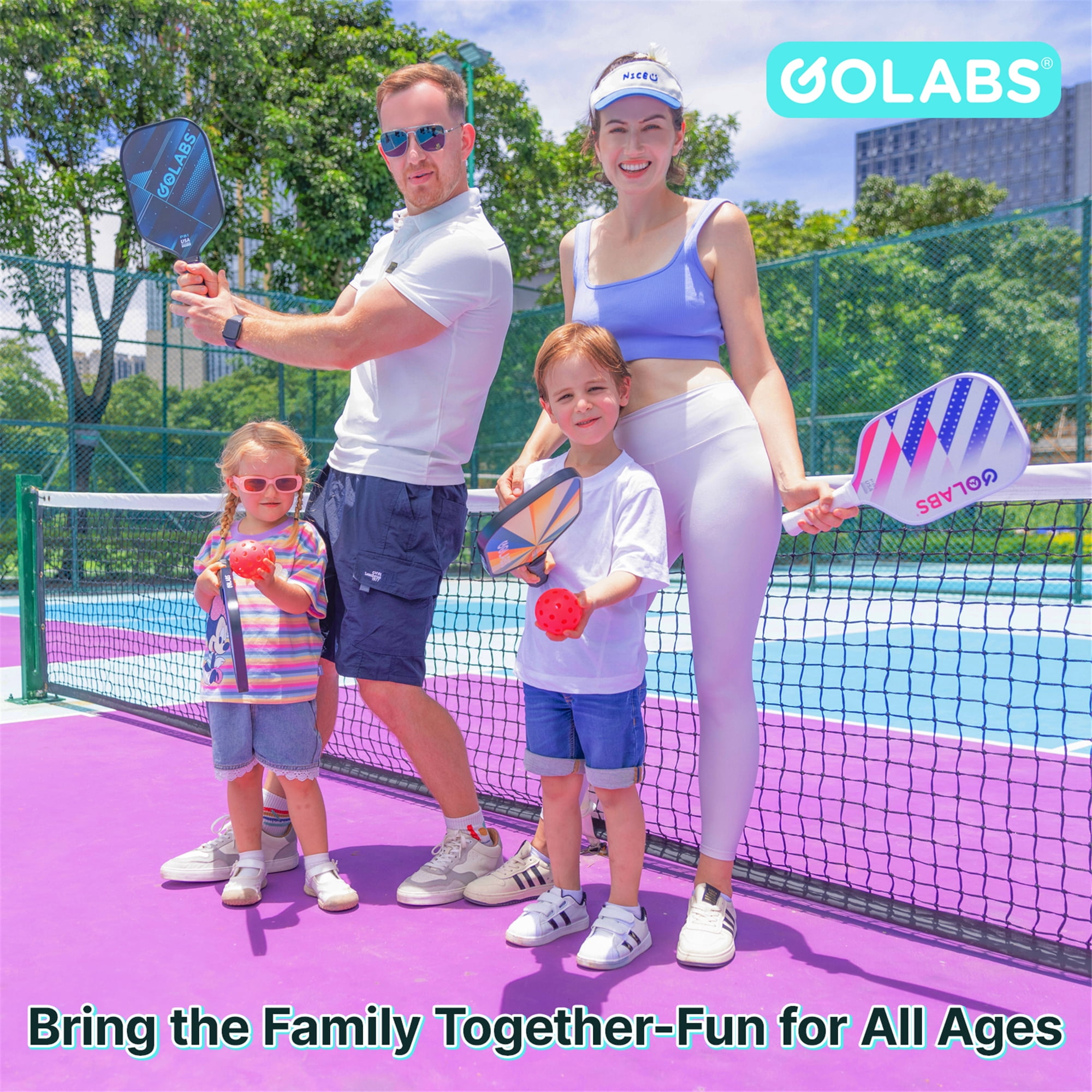 Golabs PB1 Pickleball Paddle Set, Fiberglass Surface with 4 Balls and Carry Bag (Pink, 2-Pack) a4nz8
