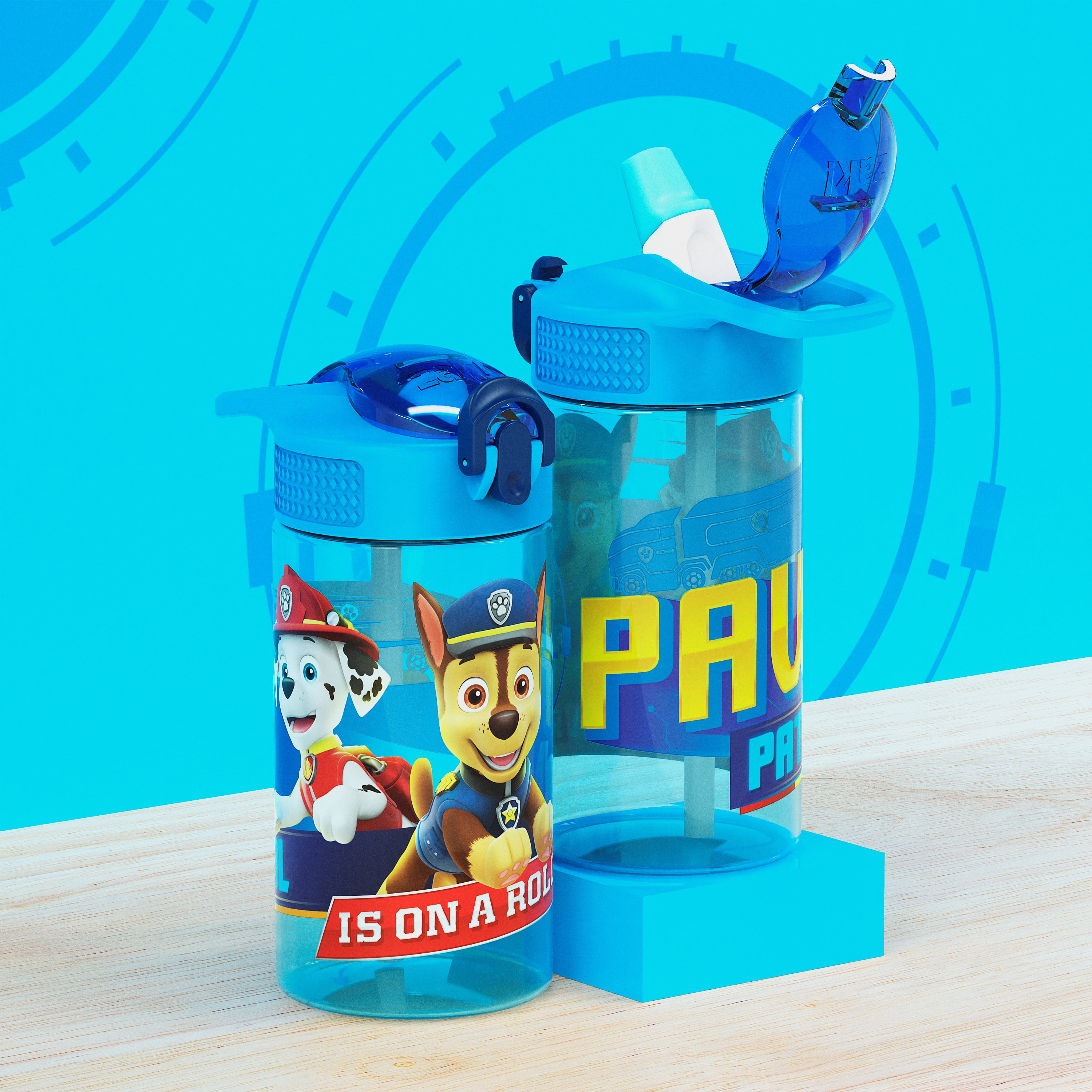 Zak Designs Paw Patrol Kids Water Cup with Straw (Blue, 16 oz) bbsjf
