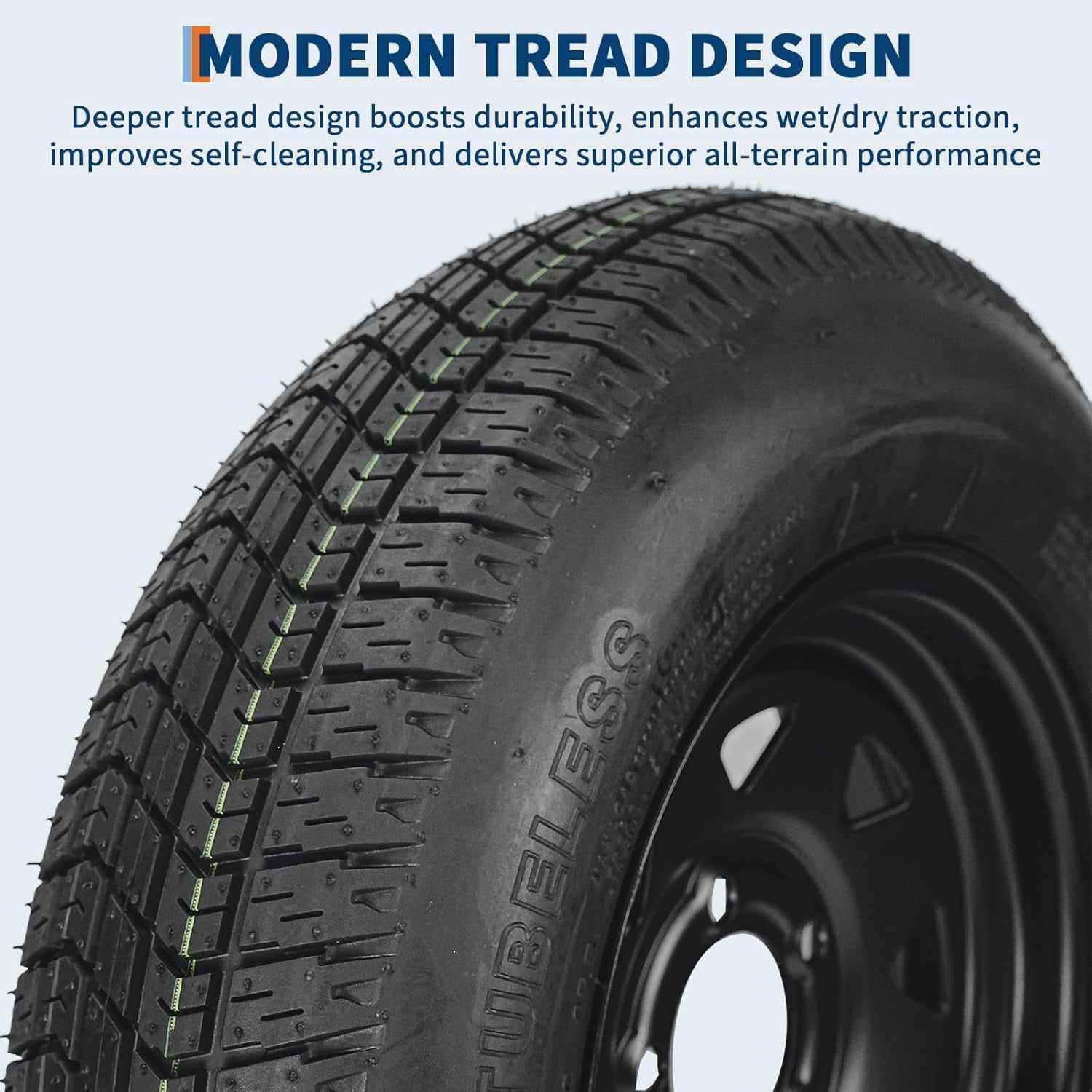 Historyli ST175/80D13 Trailer Tires and Rims (2-Pack, 6PR Load Range C, 5 Lug 4.5 in Bolt Pattern, Black) 1t7gf