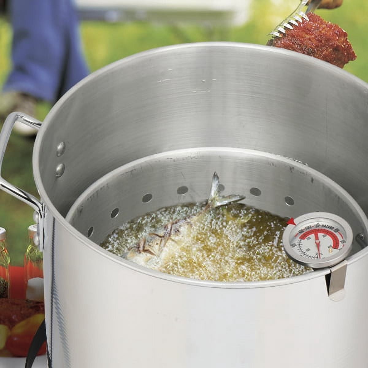 AMEEL Outdoor Gas Fryer Cooking Station with 30qt and 10qt Pots (Black, 13 in x 32 in) o1q1e